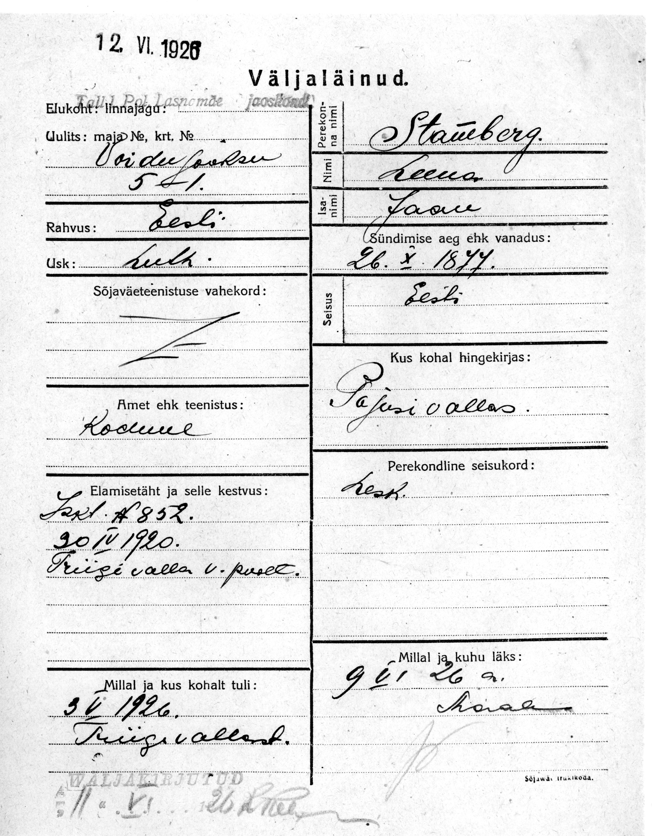 Stamberg, Leena, Jaan