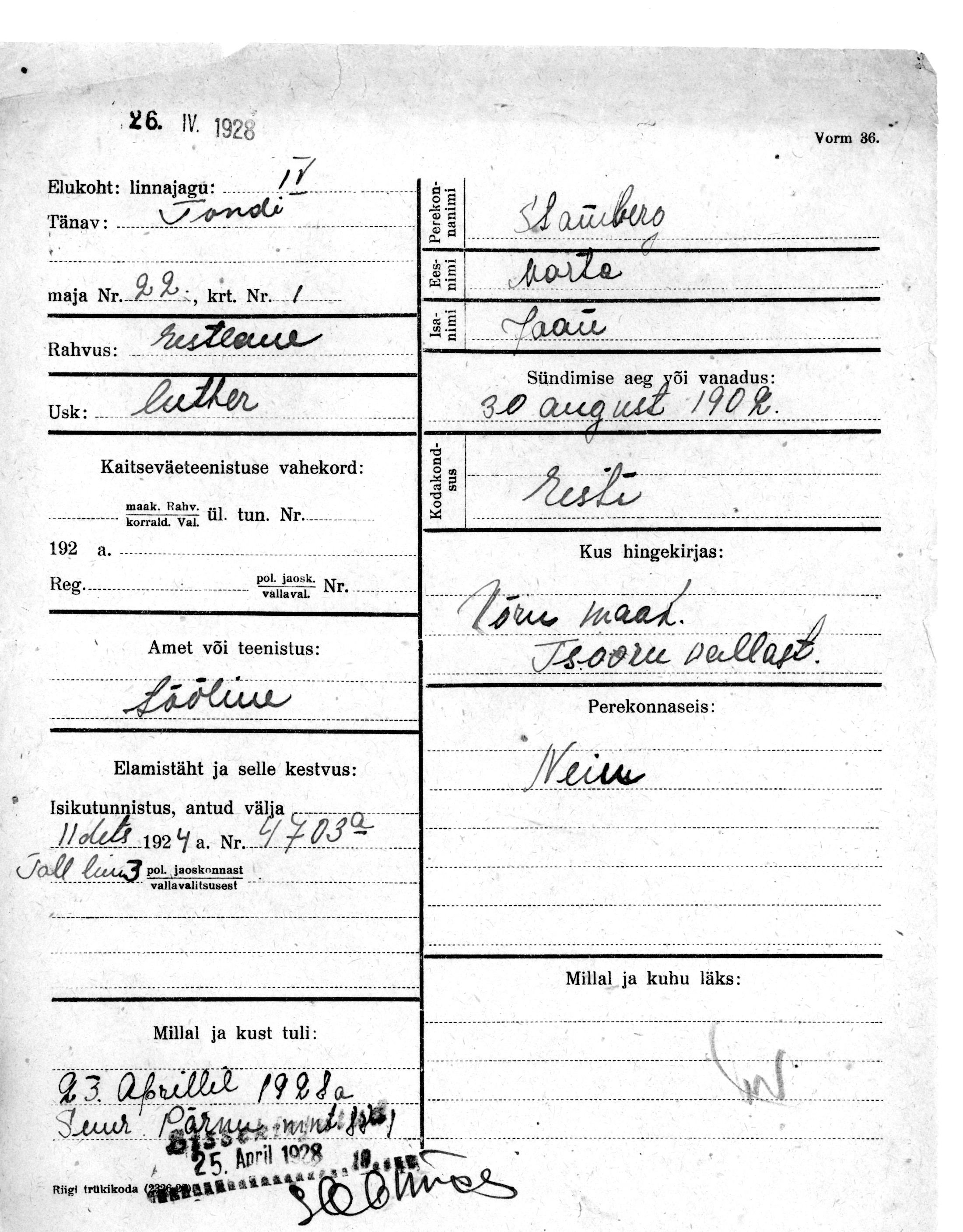 Stamberg, Marta, Jaan