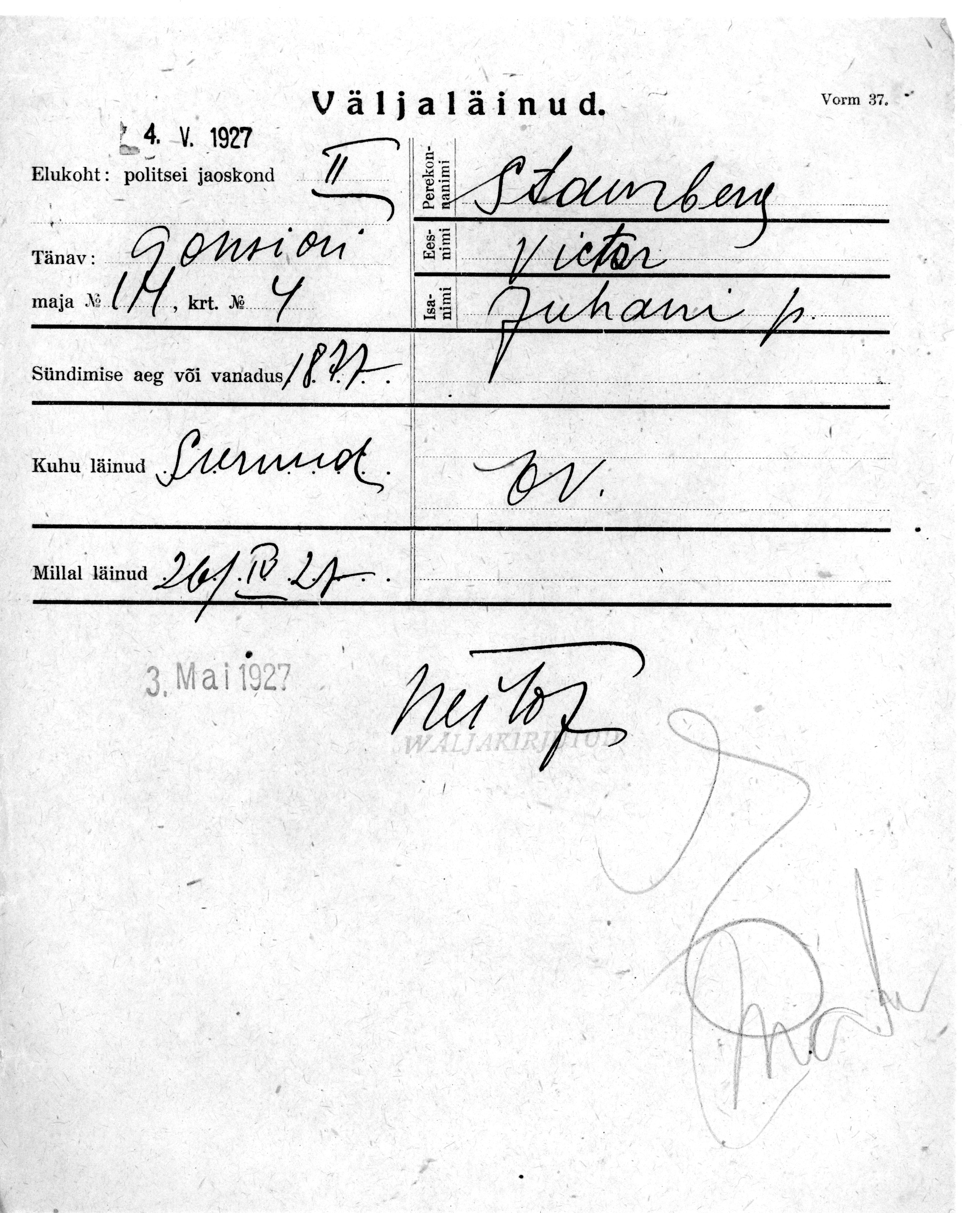 Stamberg, Viktor, Juhan