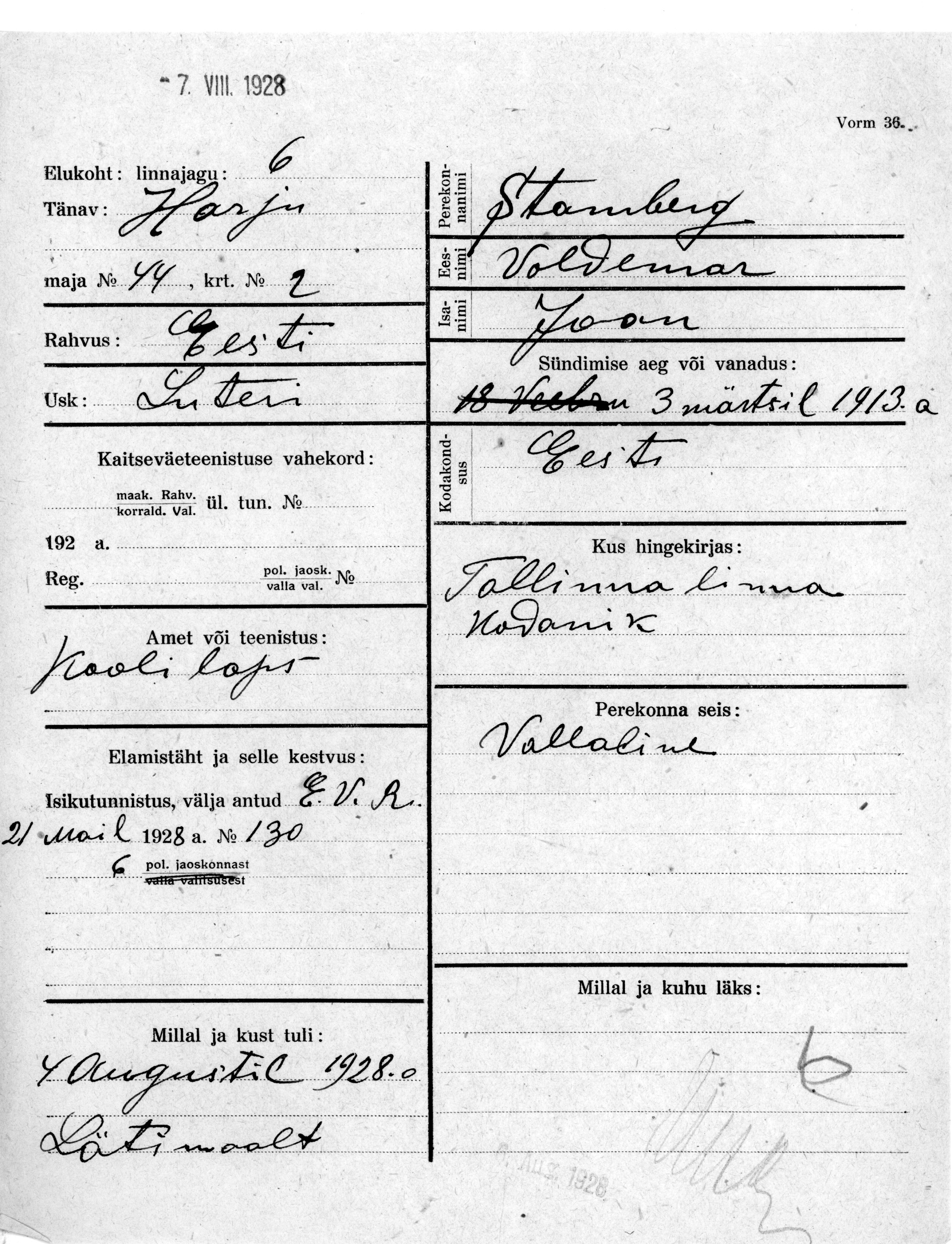 Stamberg, Woldemar, Jaan