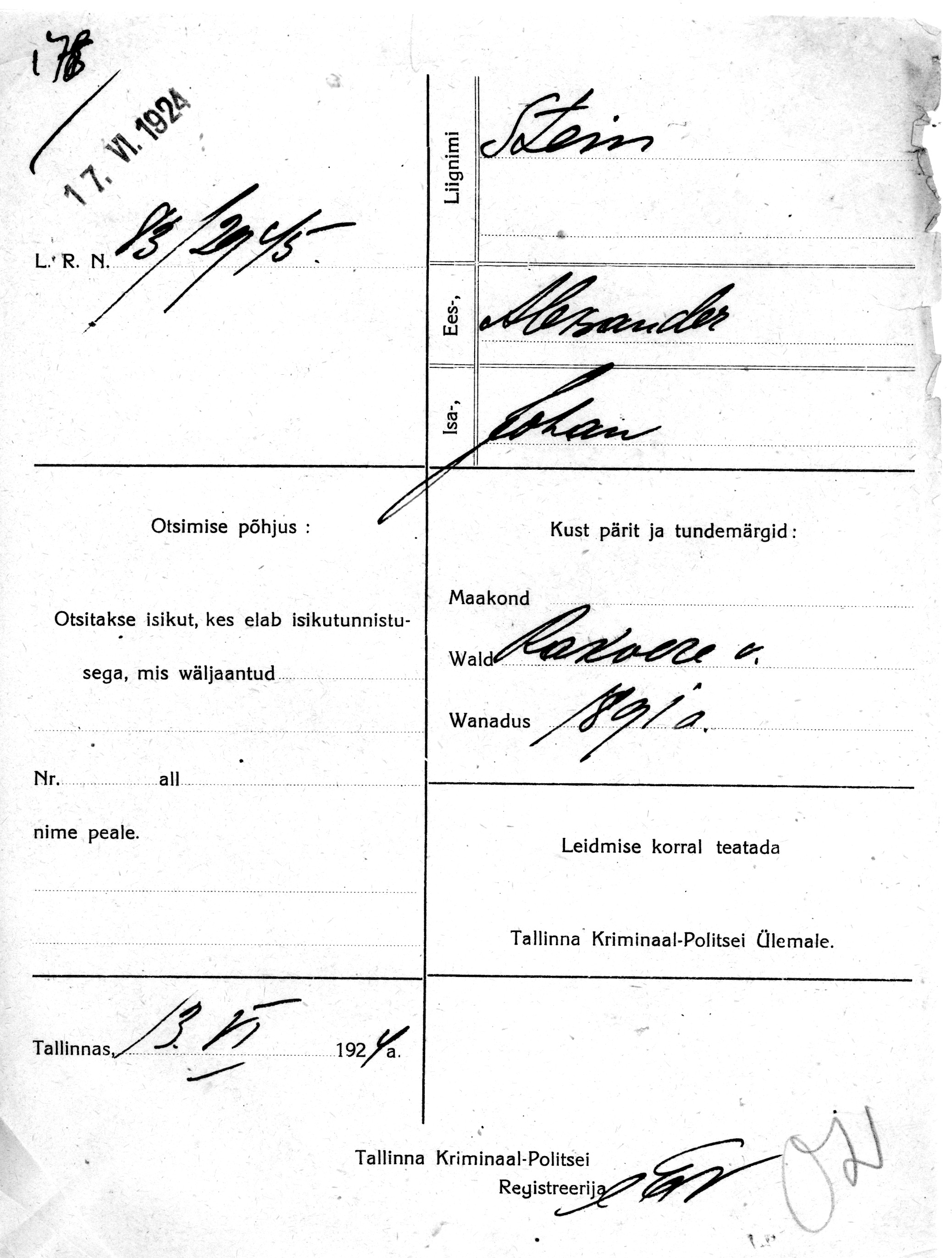 Stein, Aleksander, Johan