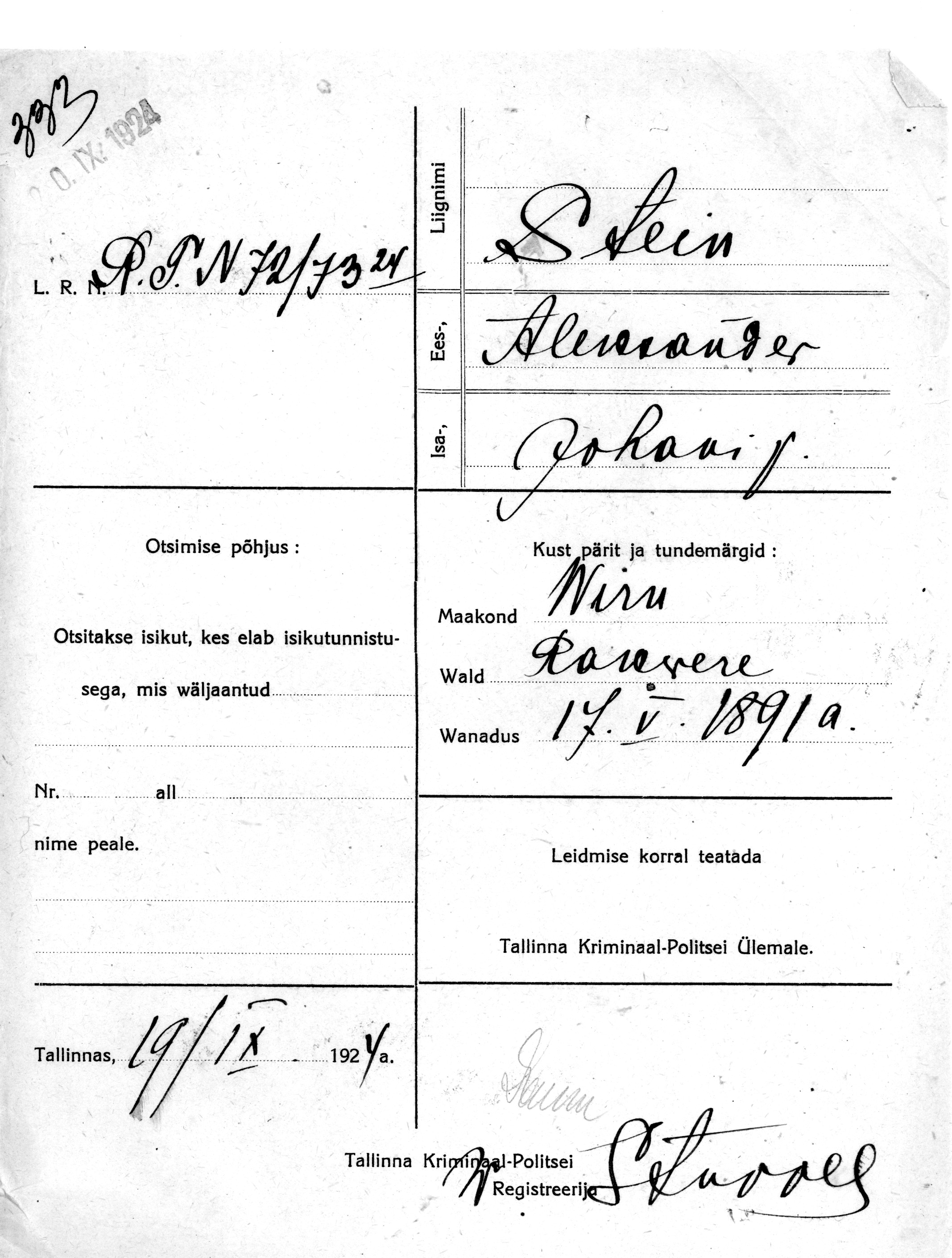 Stein, Aleksander, Johan