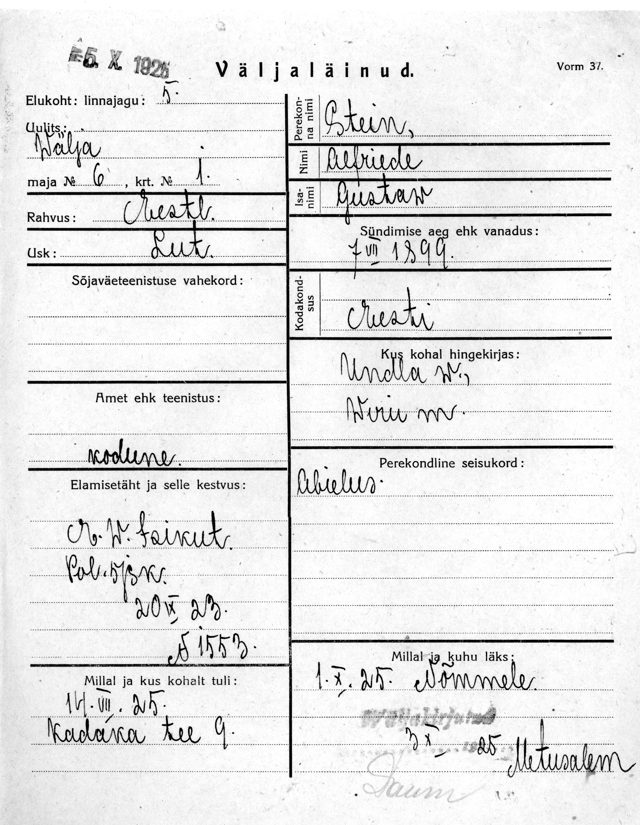 Stein, Alfriede, Gustaw