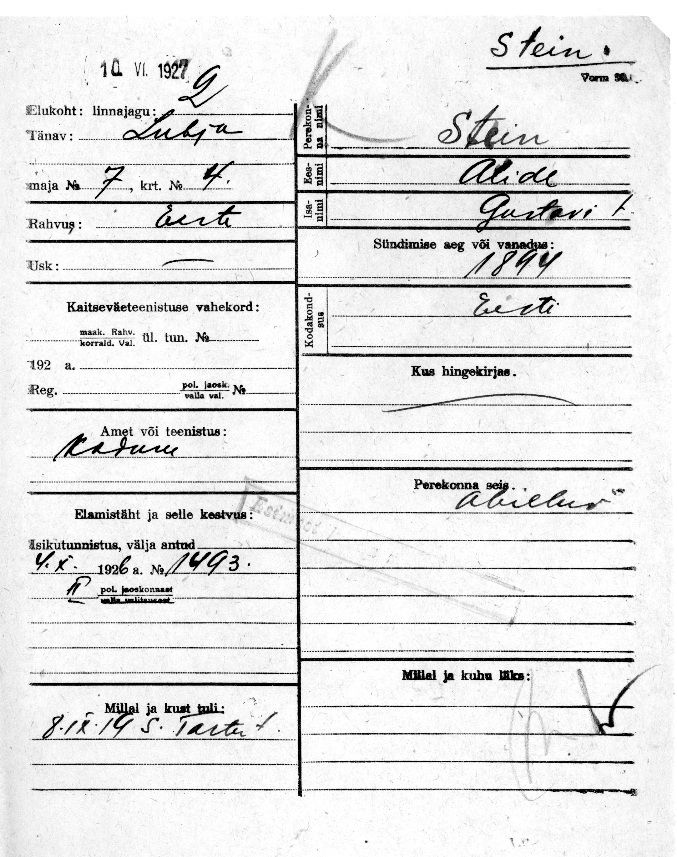 Stein, Alide, Gustav