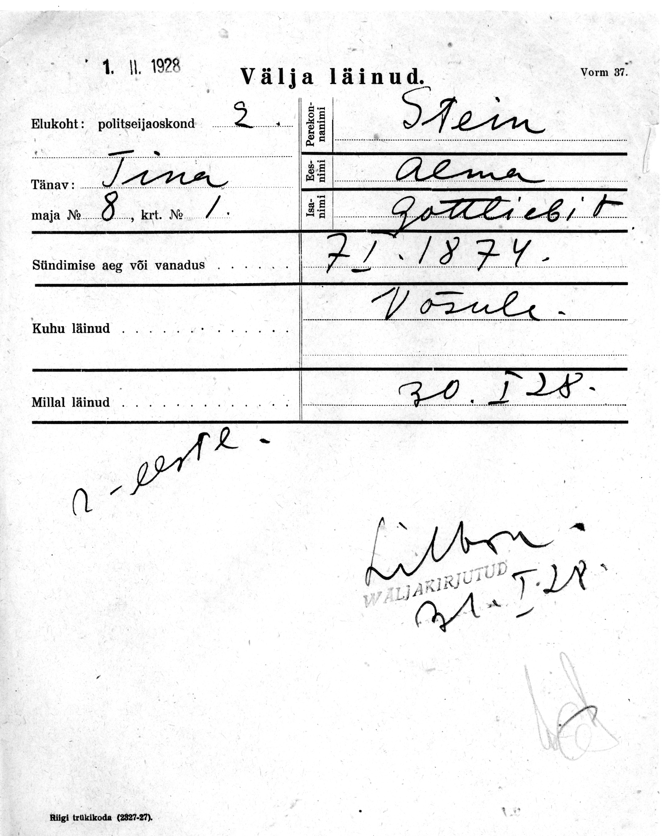 Stein, Alma, Gottlieb