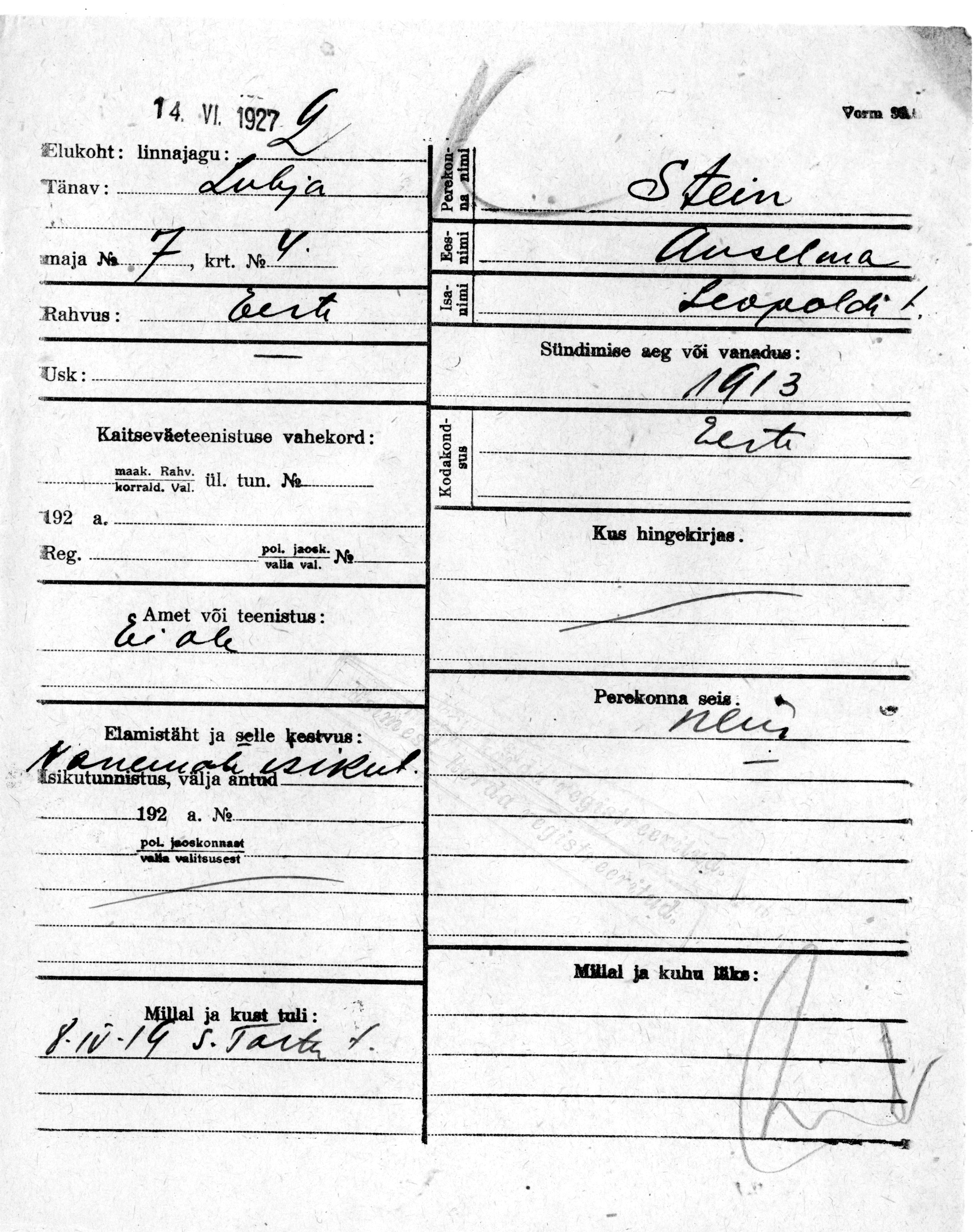 Stein, Anselma, Leopold