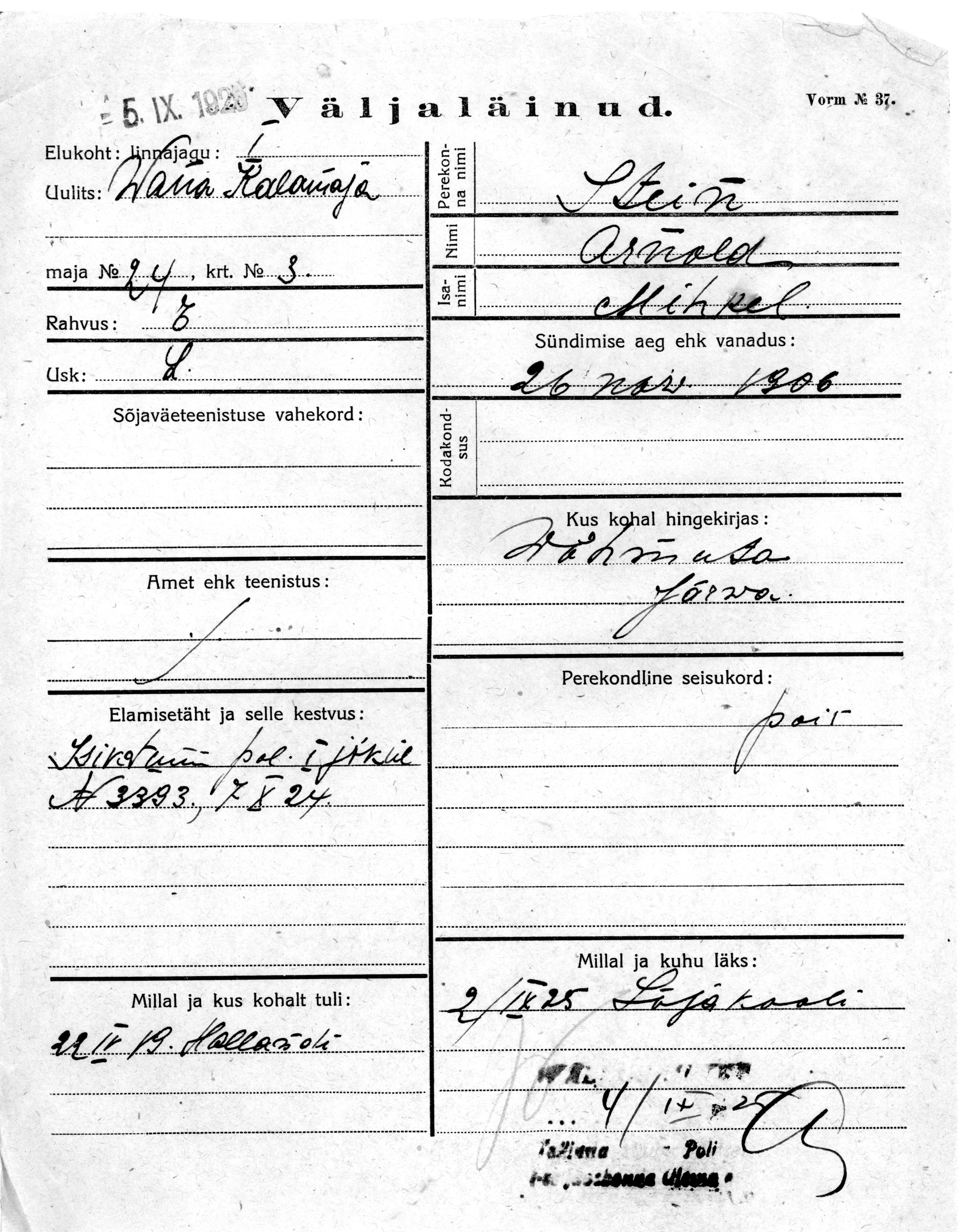 Stein, Arnold, Mihkel