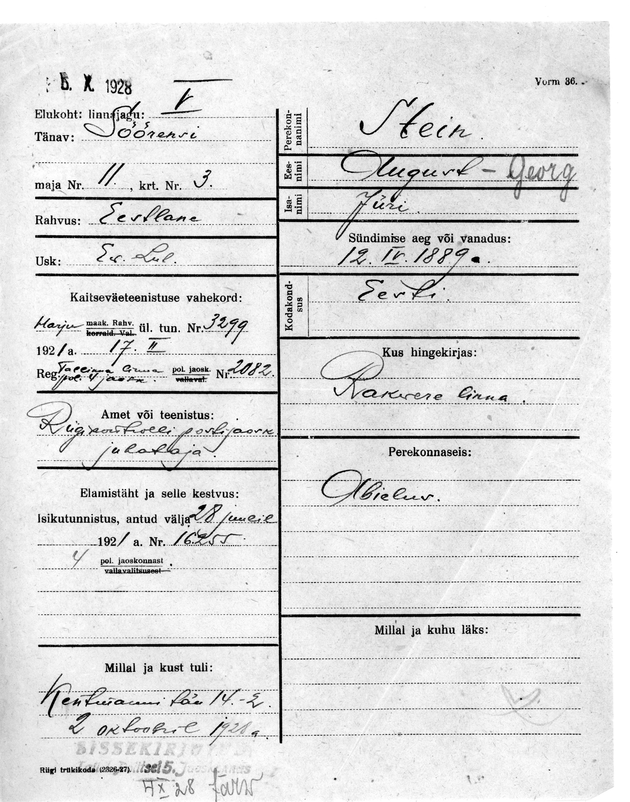 Stein, August-Georg, Jüri