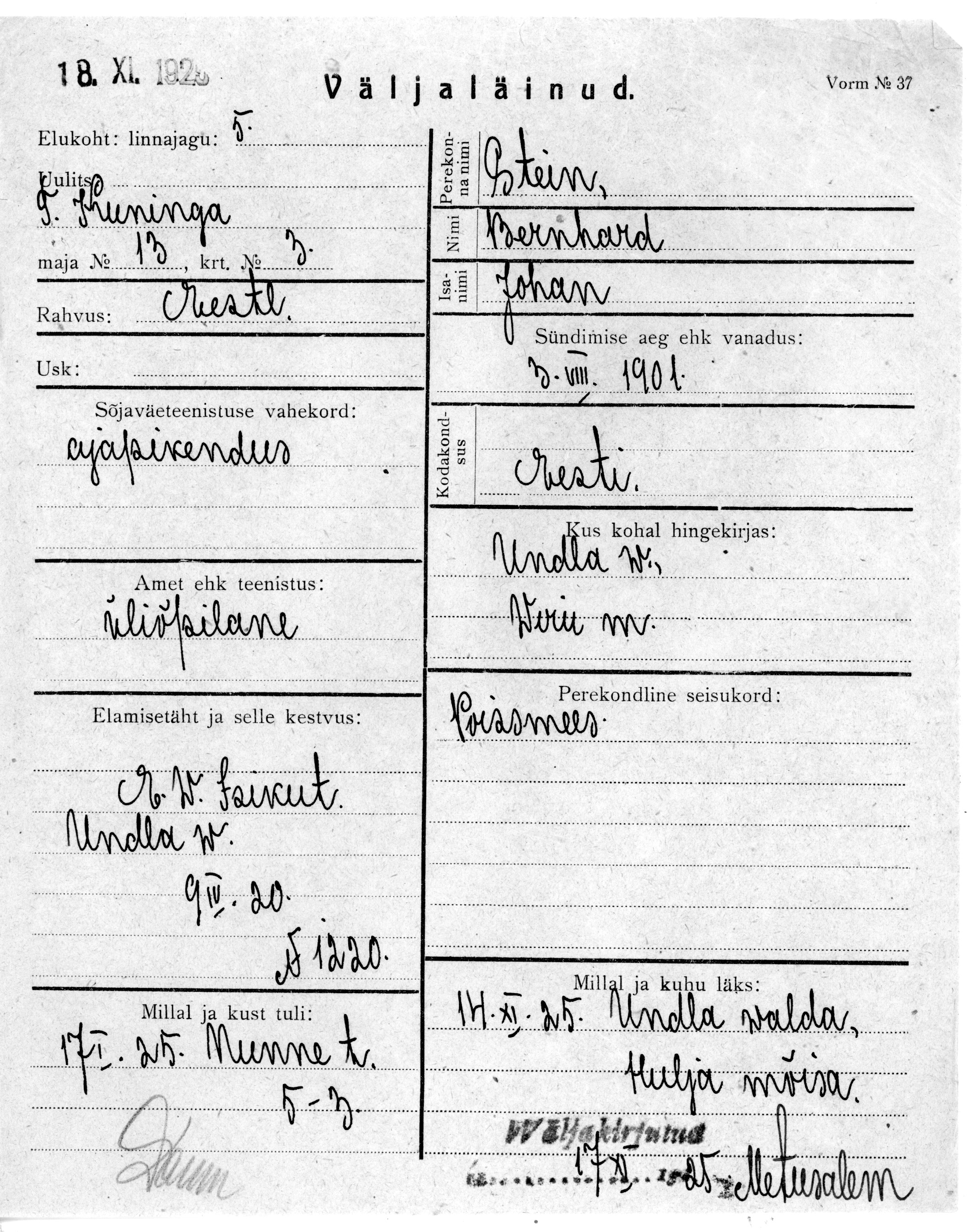 Stein, Bernhard, Johan