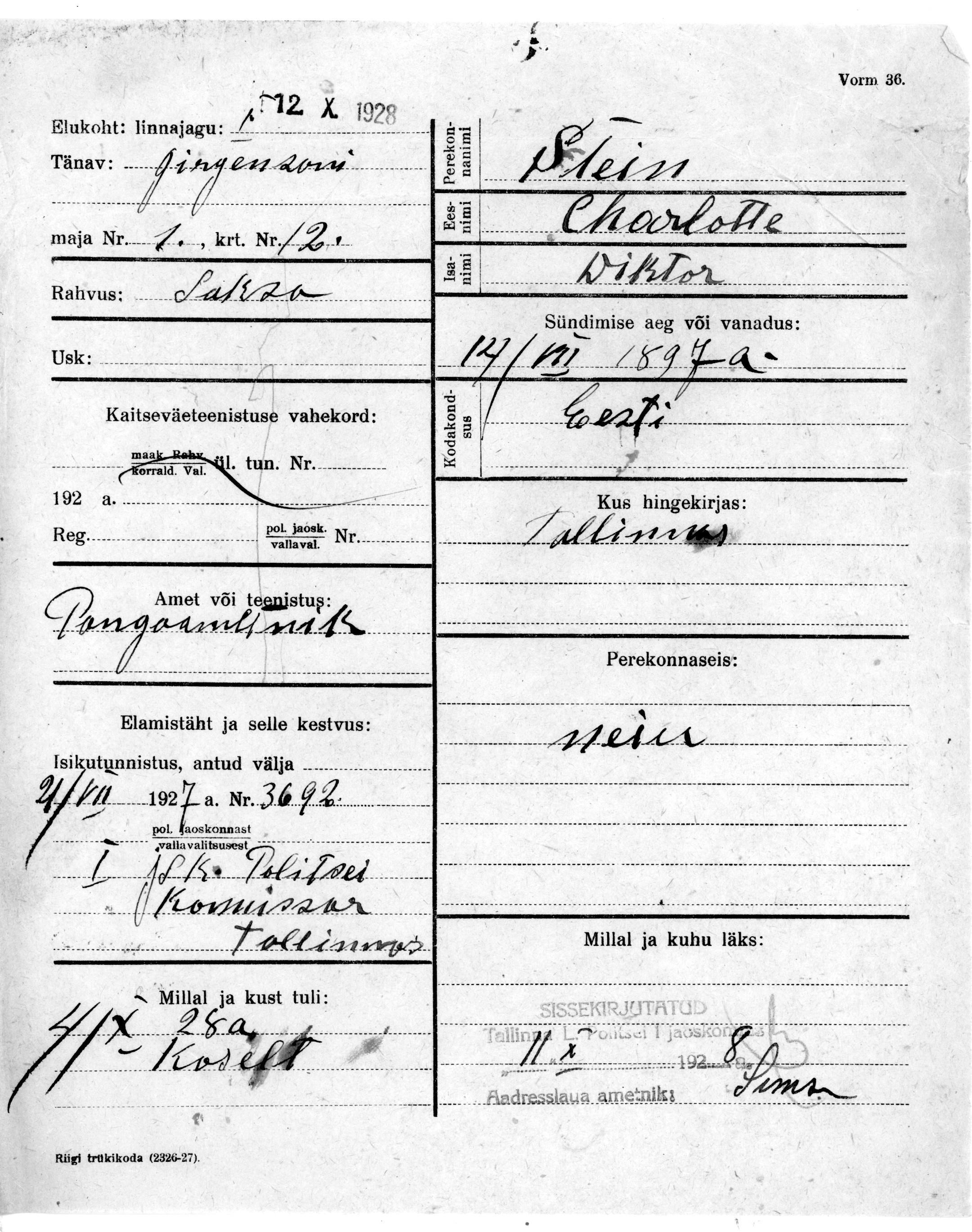 Stein, Charlotte, Wiktor