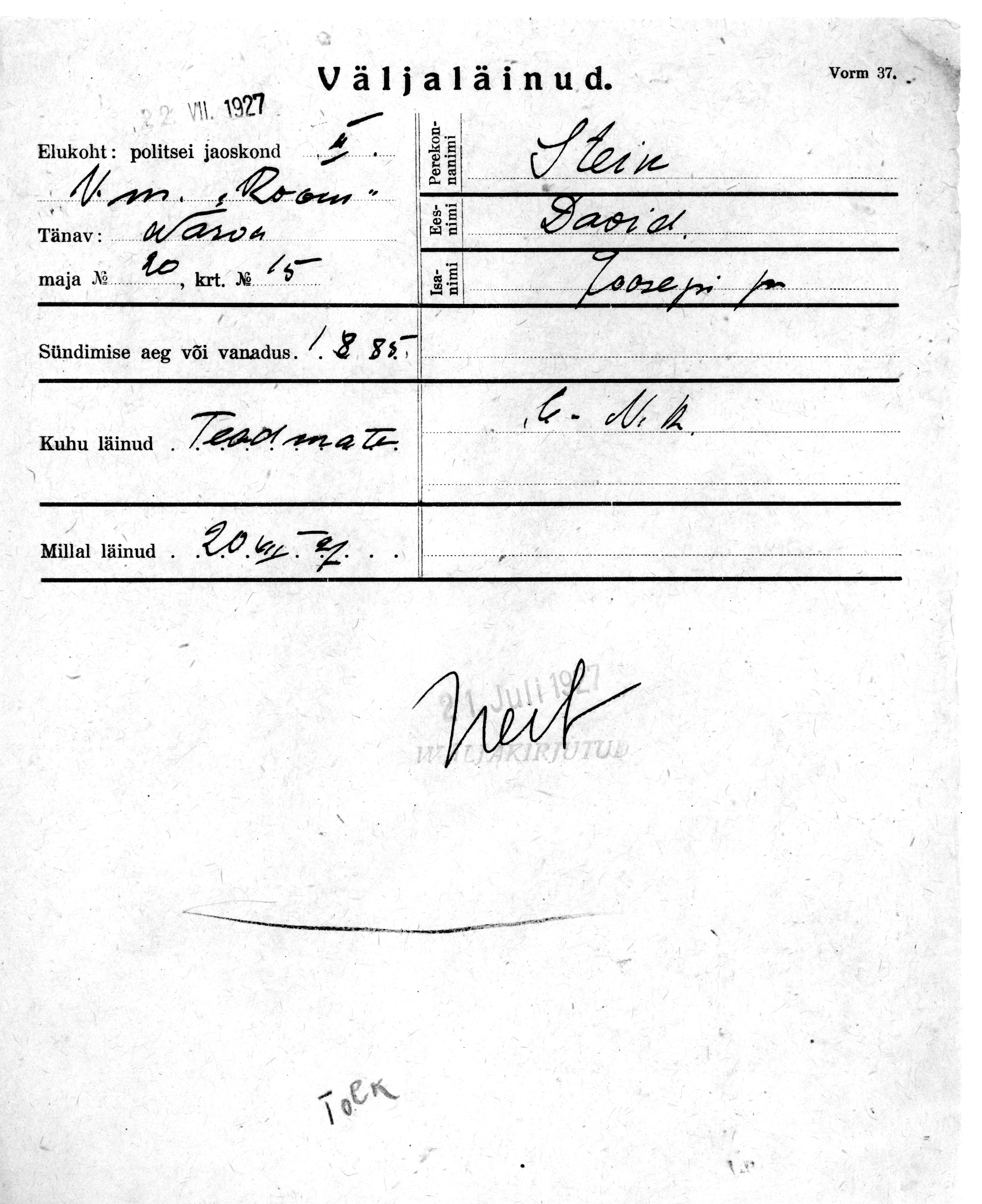 Stein, David, Joosep