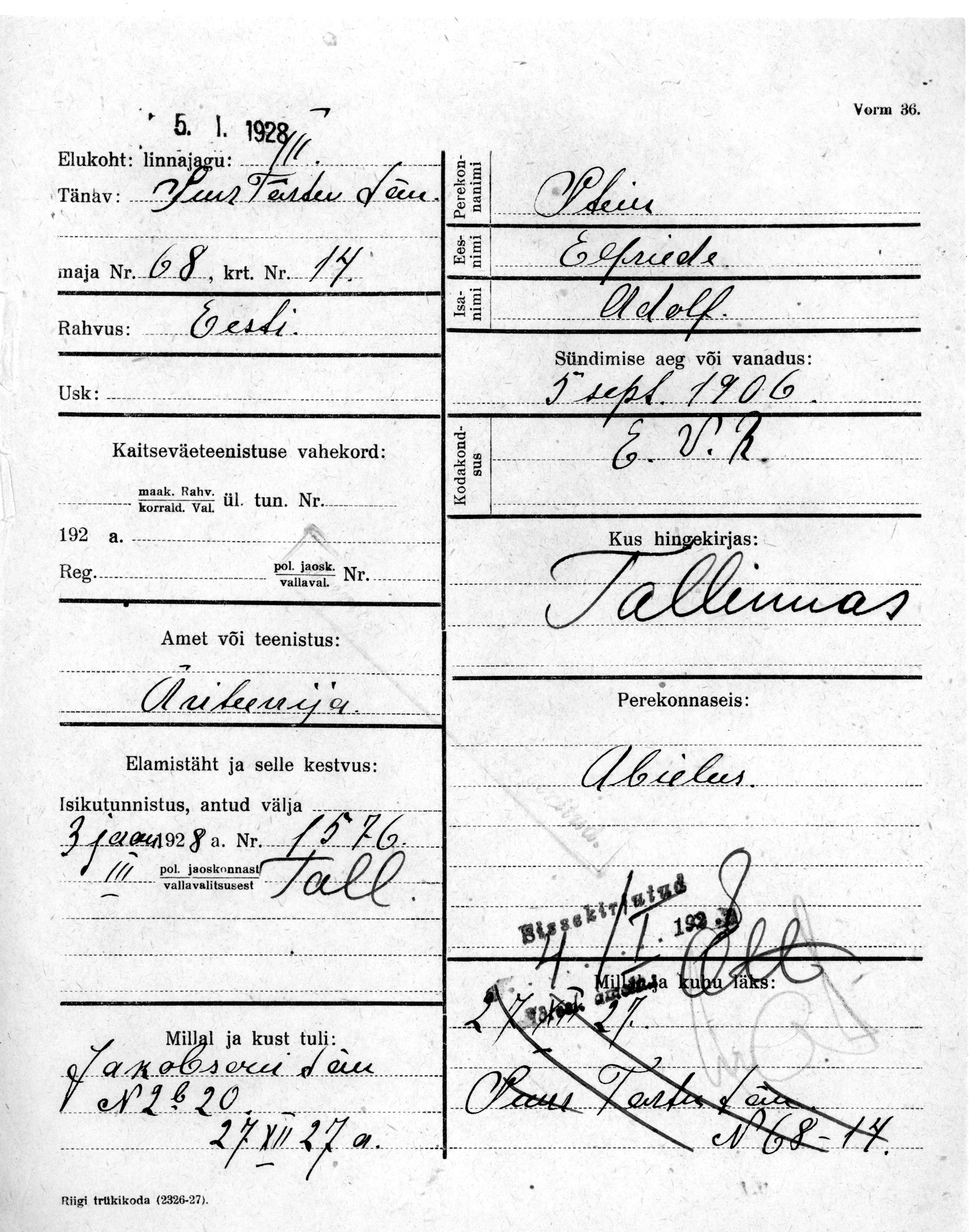 Stein, Elfriede, Adolf