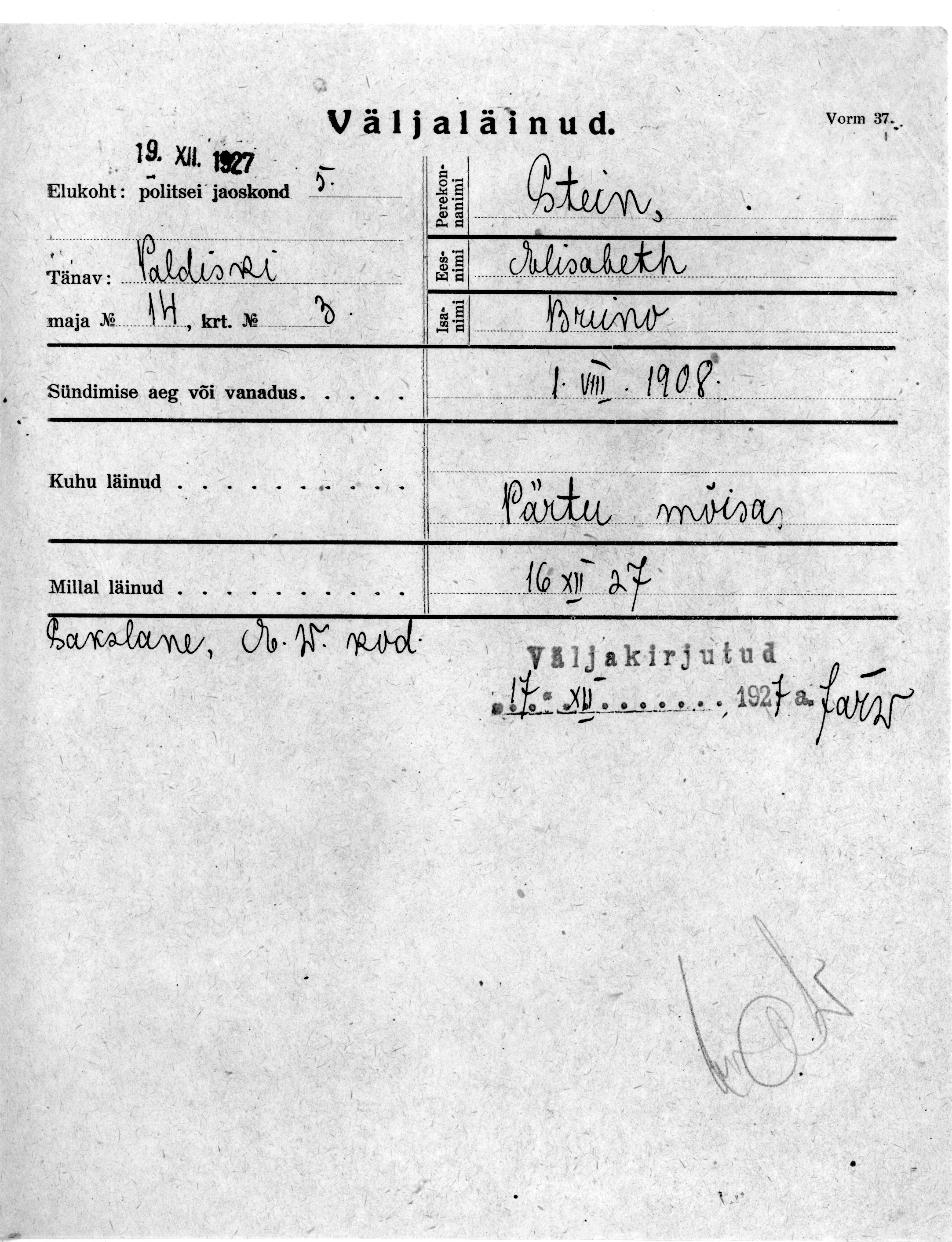 Stein, Elisabeth, Bruno