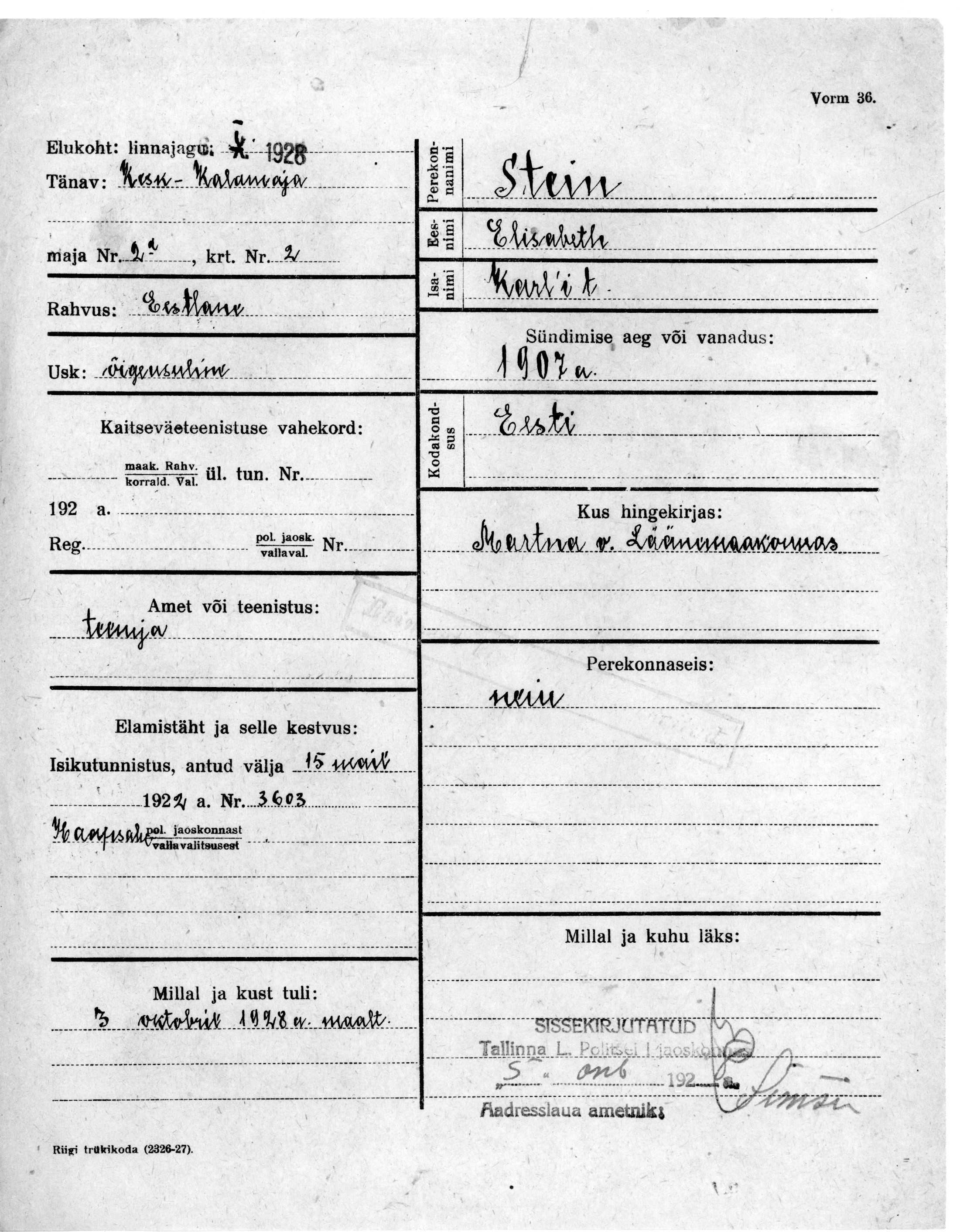 Stein, Elisabeth, Karl