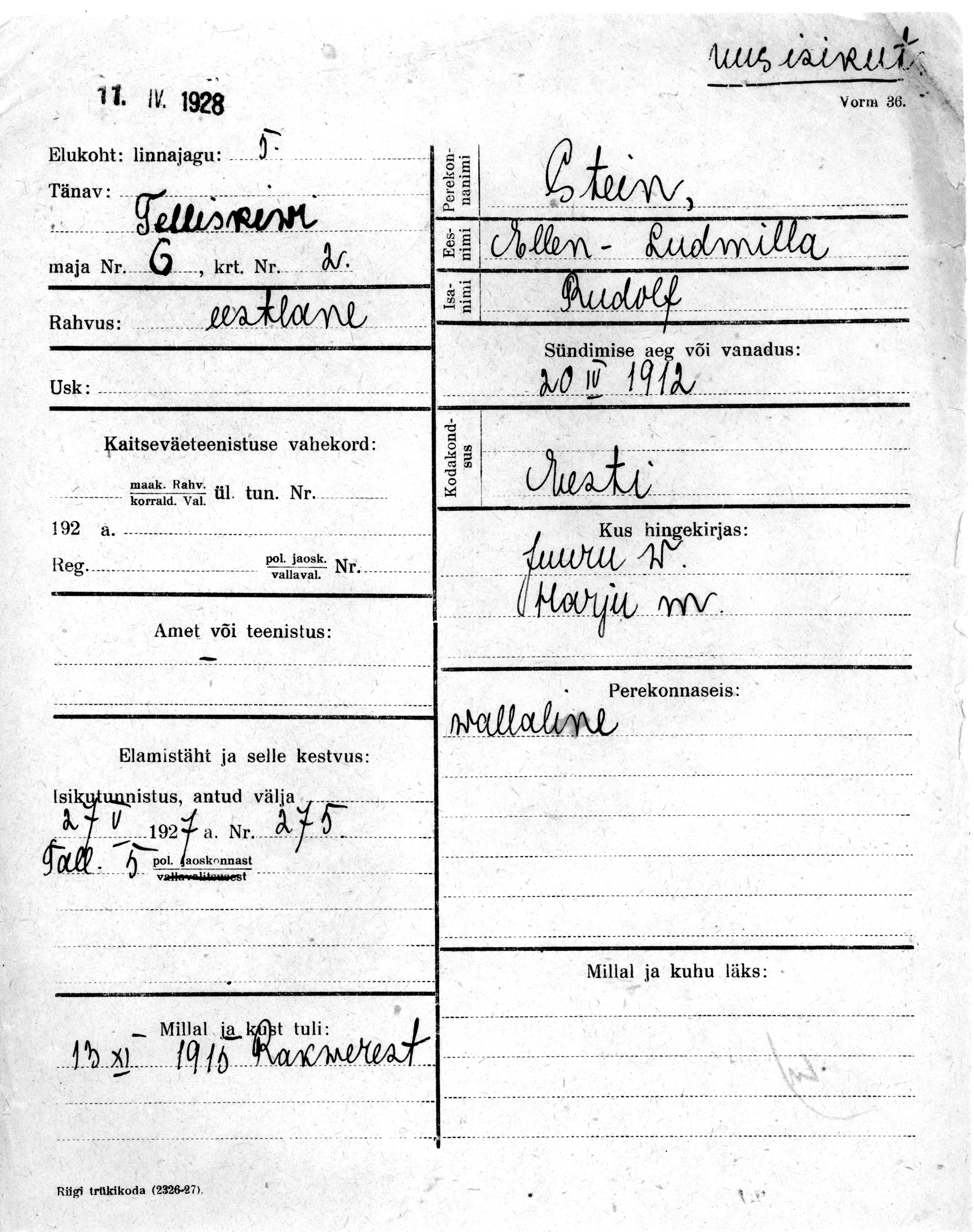 Stein, Ellen-Ludmilla, Rudolf