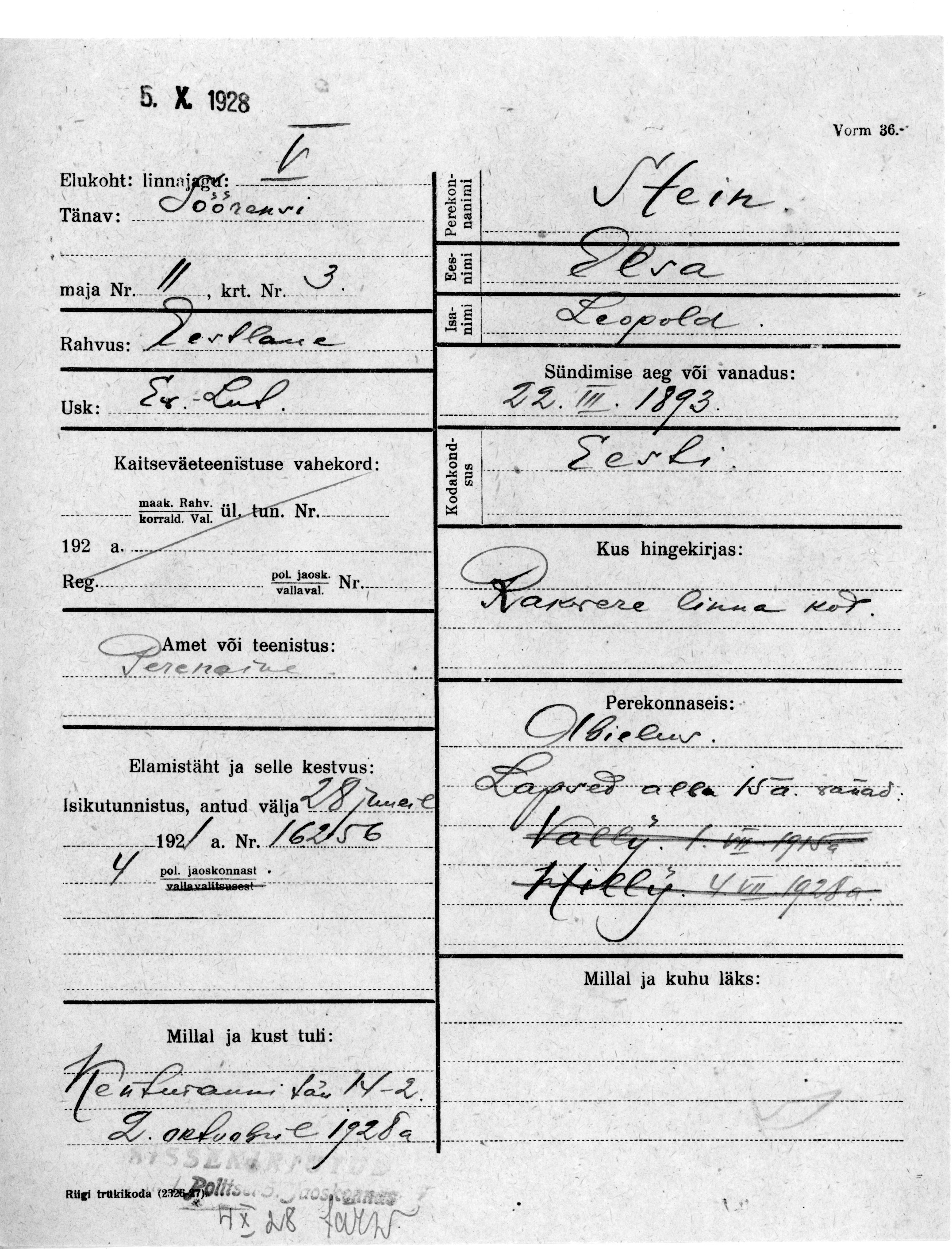 Stein, Elsa, Leopold