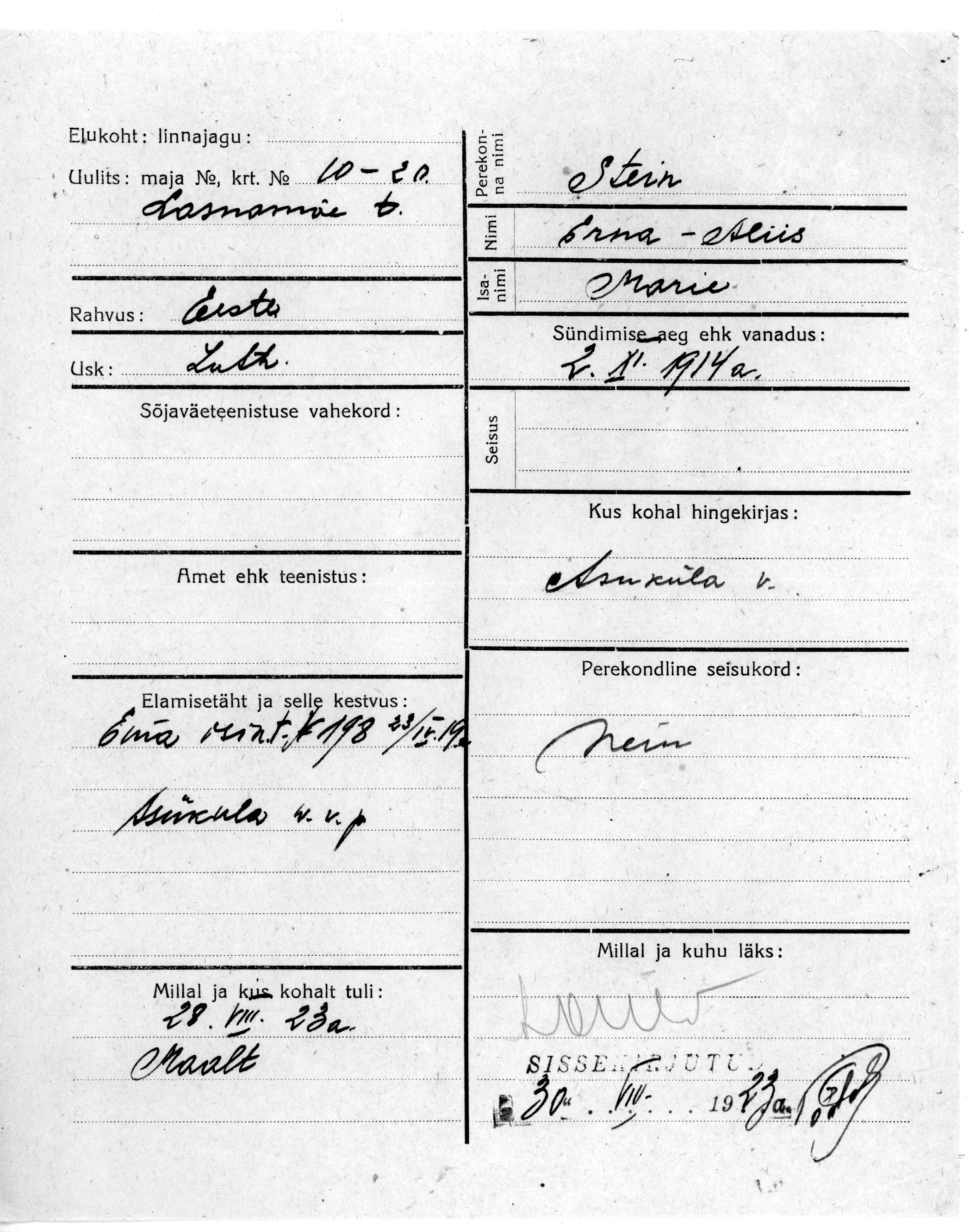 Stein, Erna-Aliis, Marie