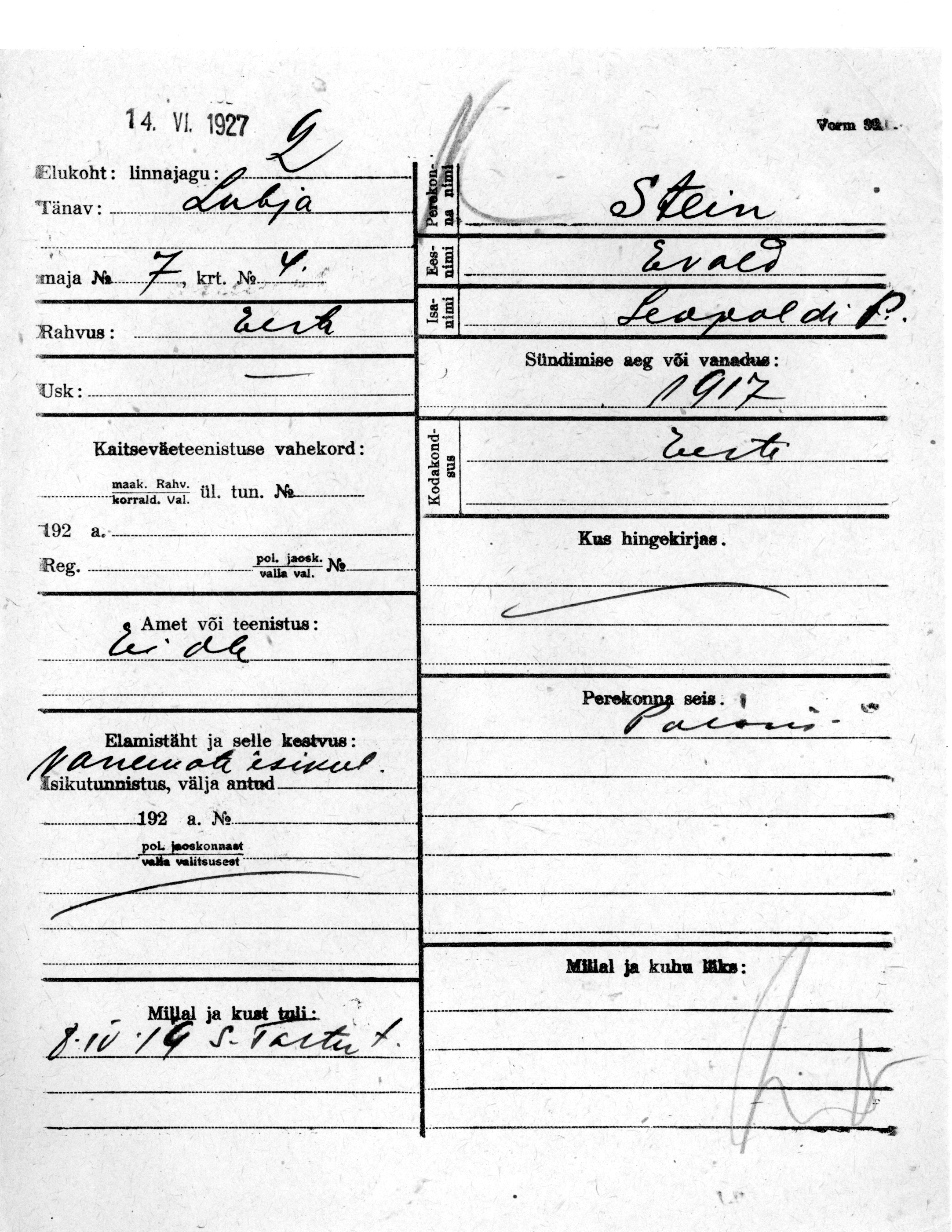 Stein, Evald, Leopold