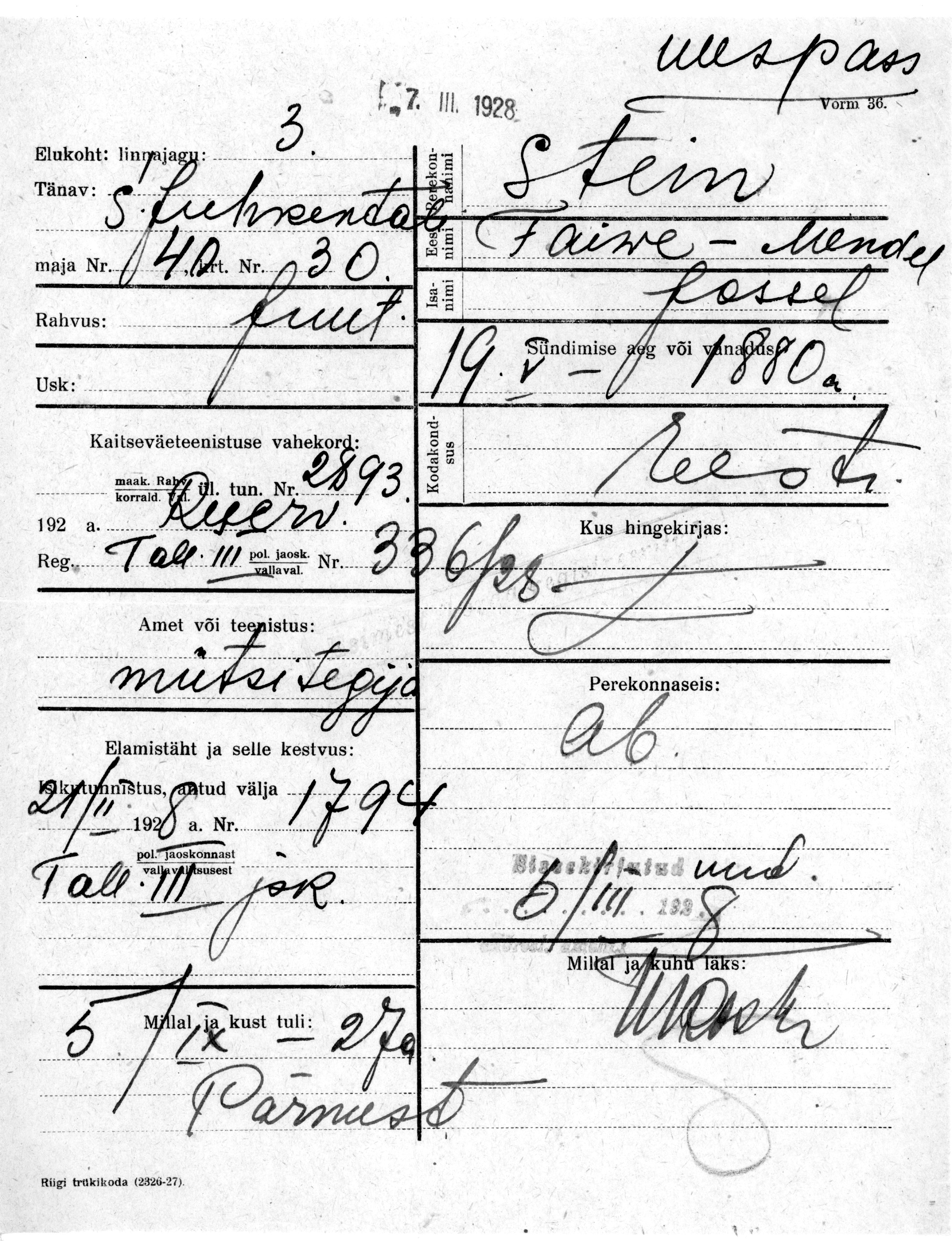 Stein, Faiwe-Mendel, Jossel