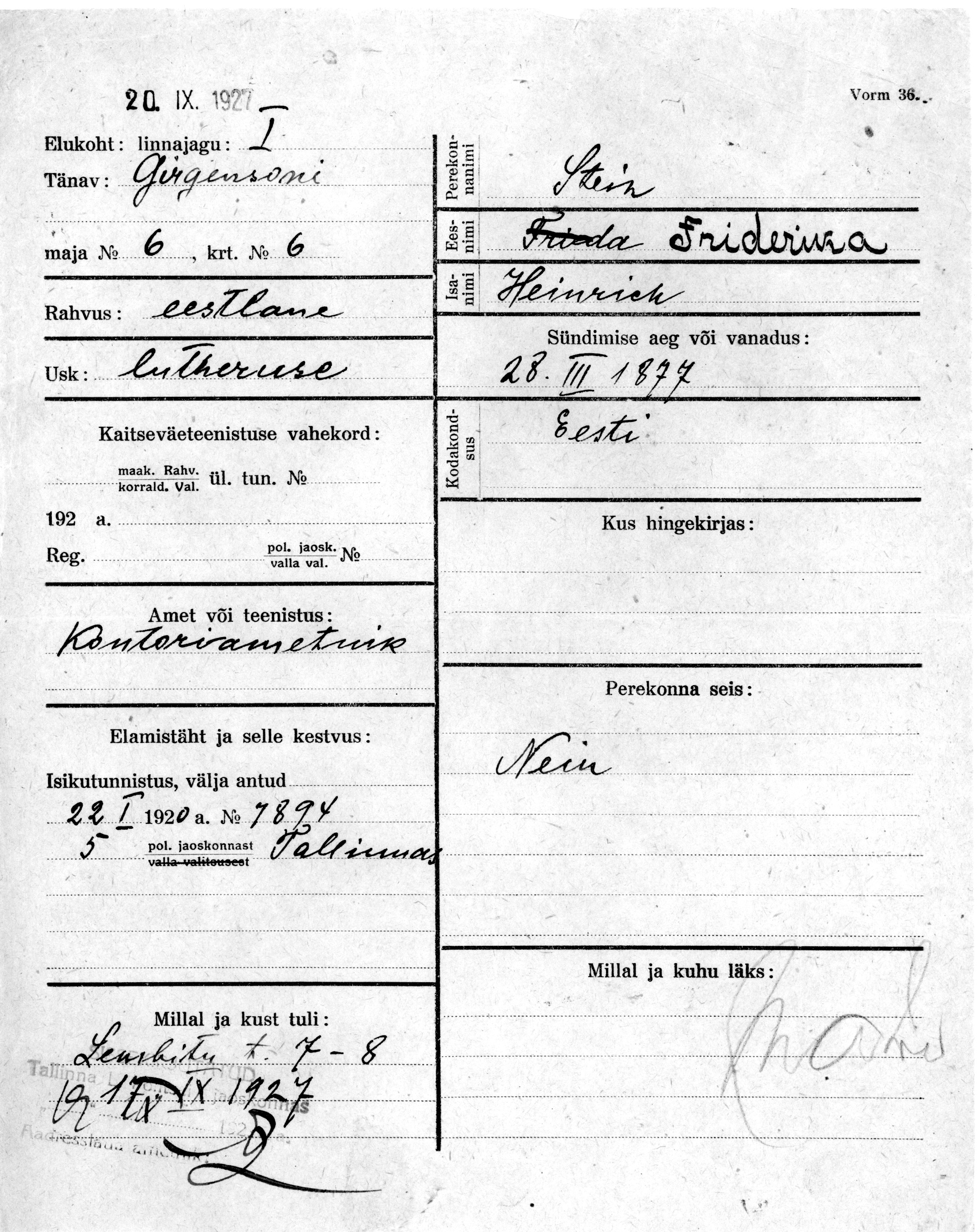 Stein, Friderika, Heinrich