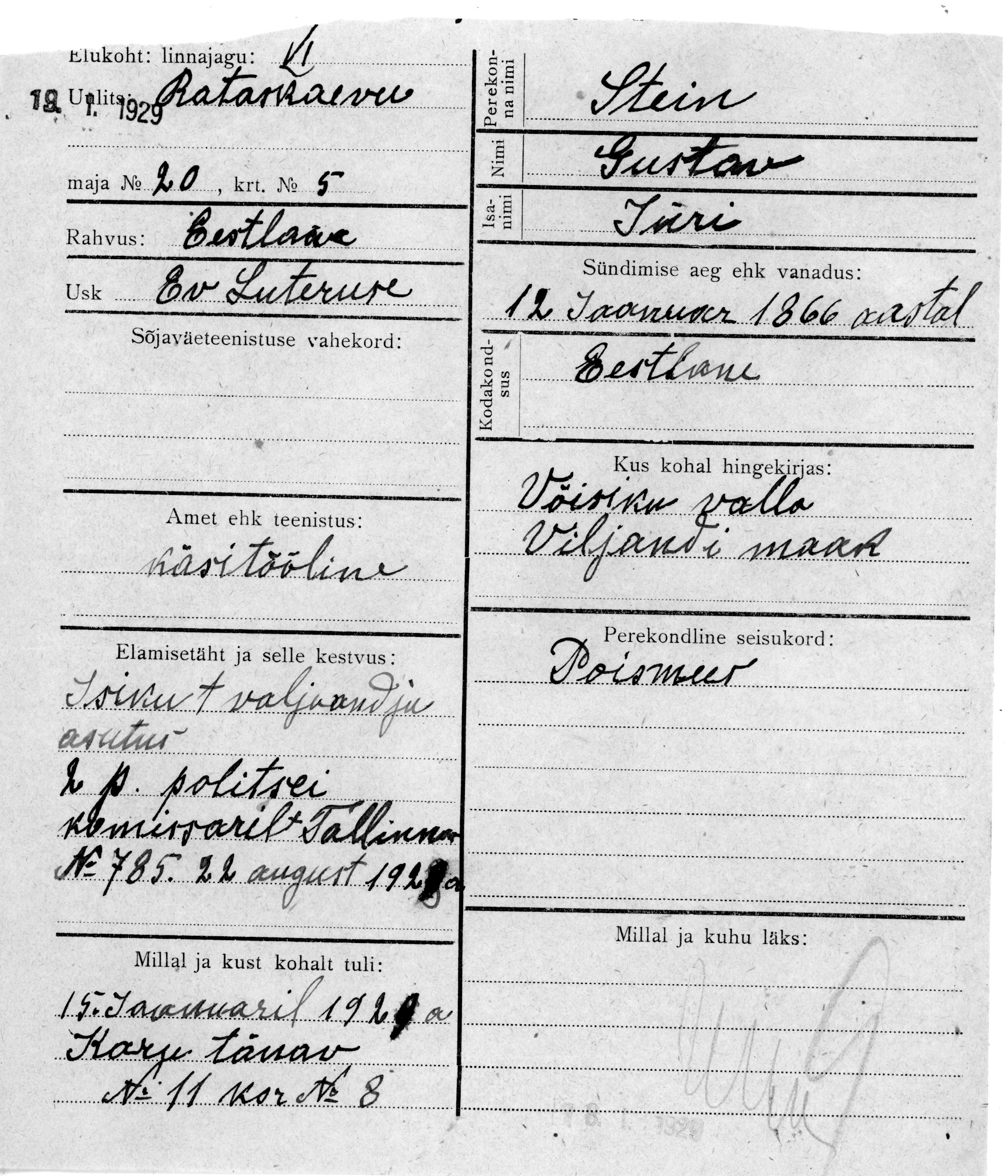 Stein, Gustaw, Jüri