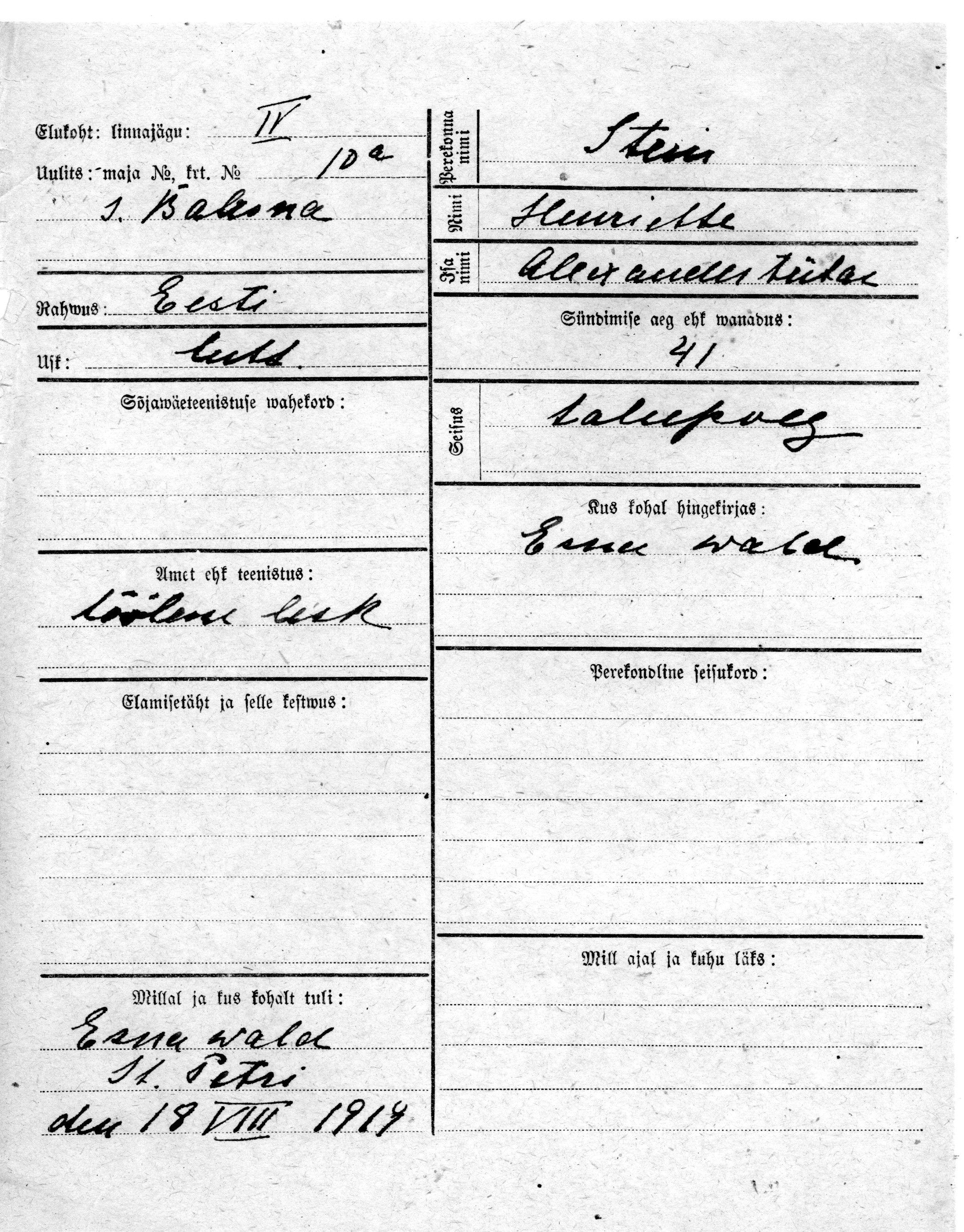 Stein, Henriette, Alexander