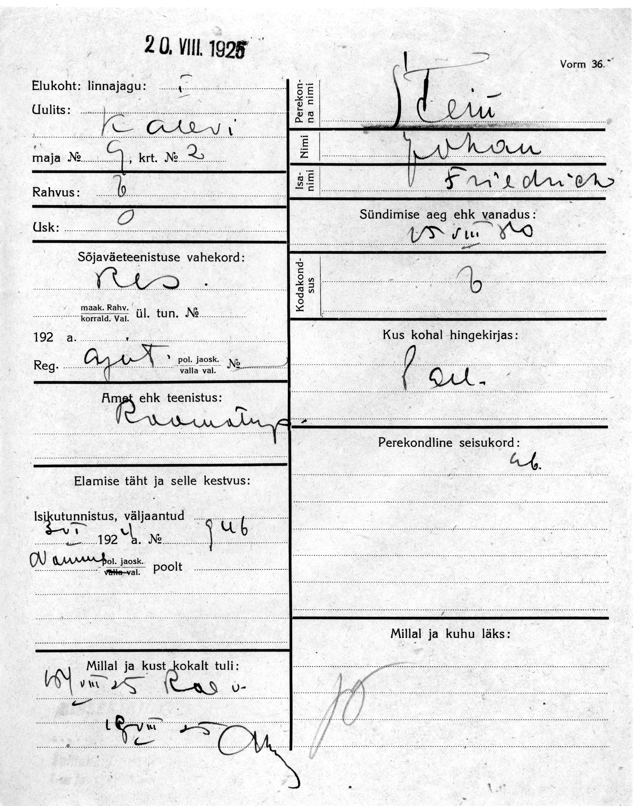 Stein, Johan, Friedrich