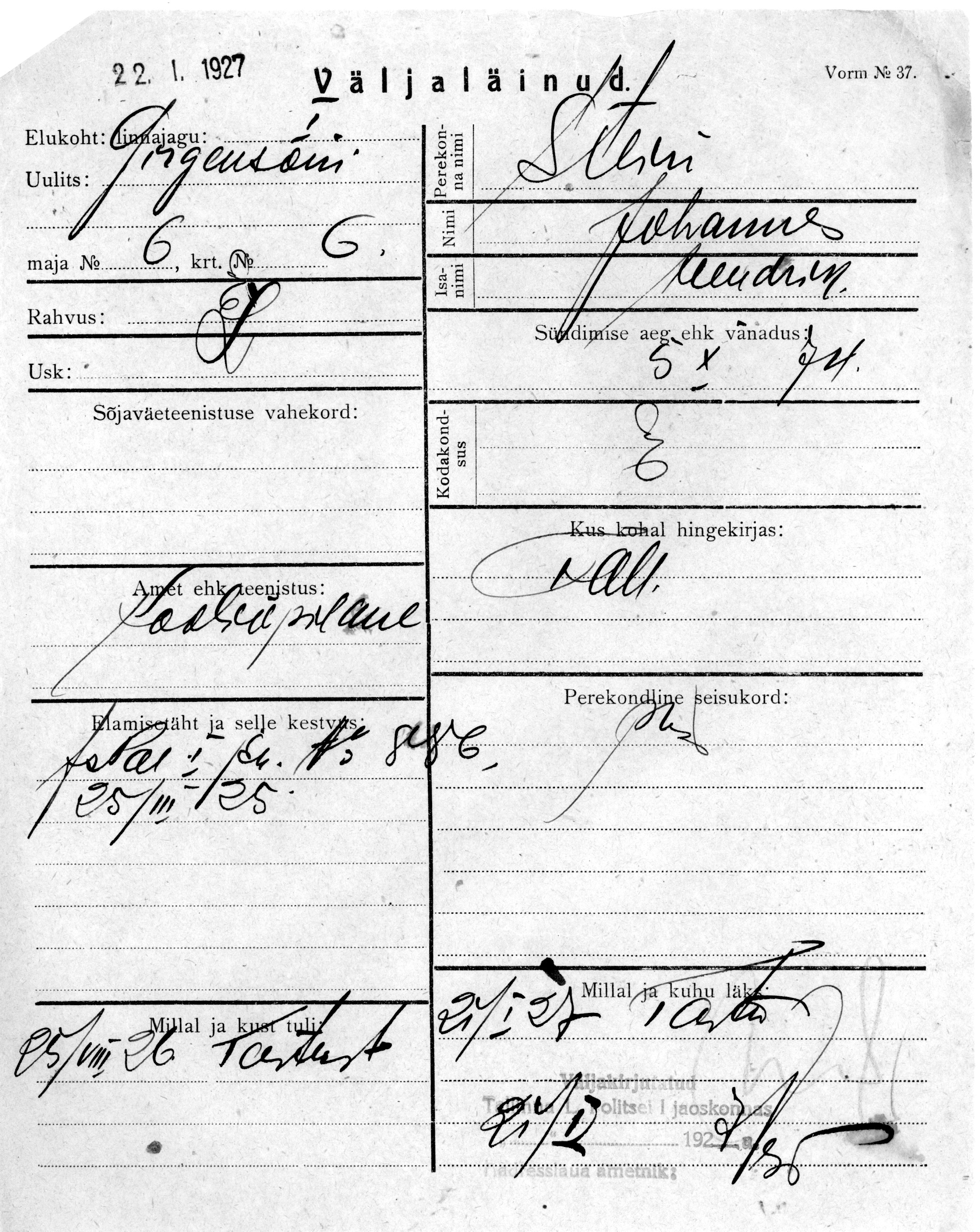 Stein, Johannes, Hendrik