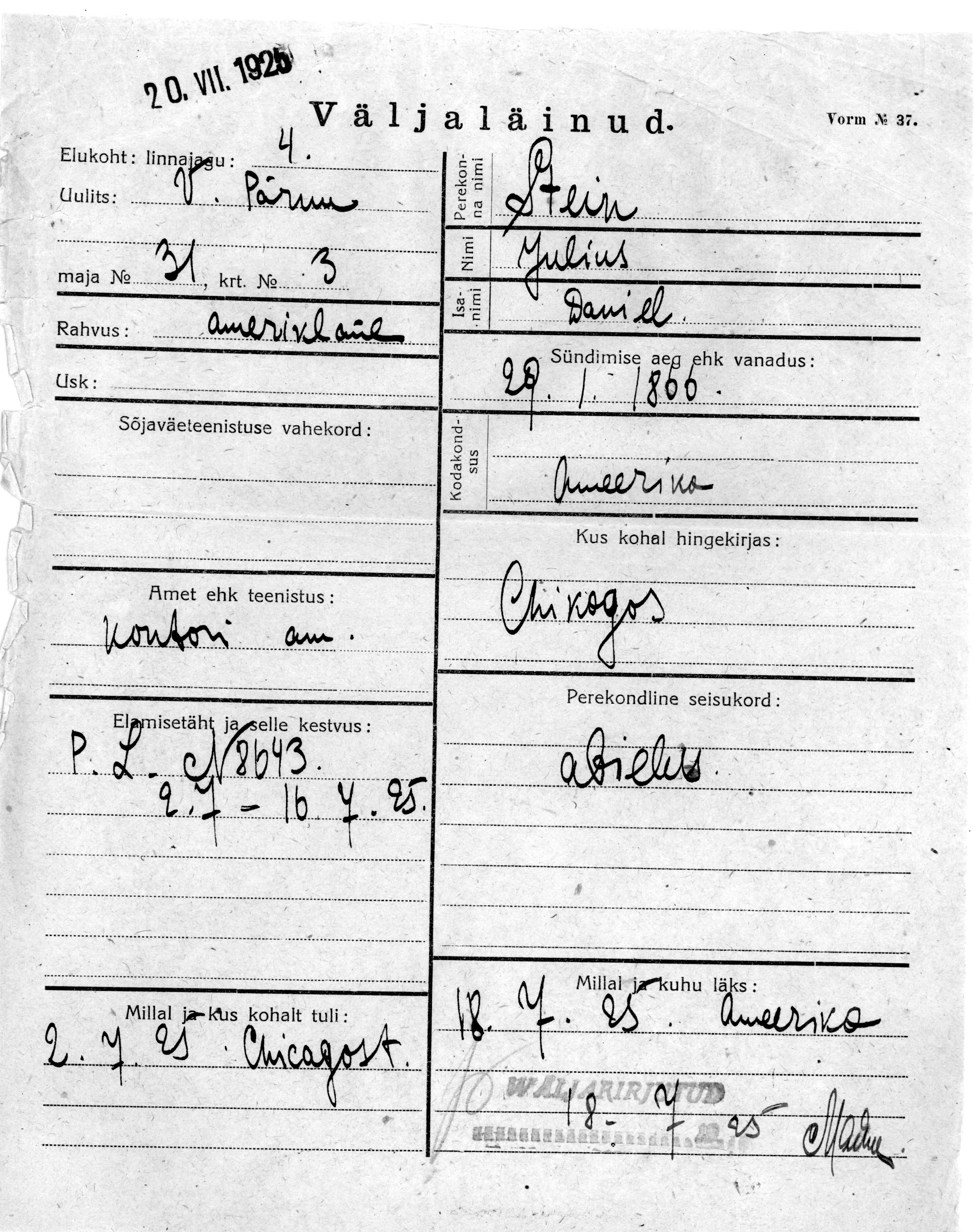 Stein, Julius, Daniel