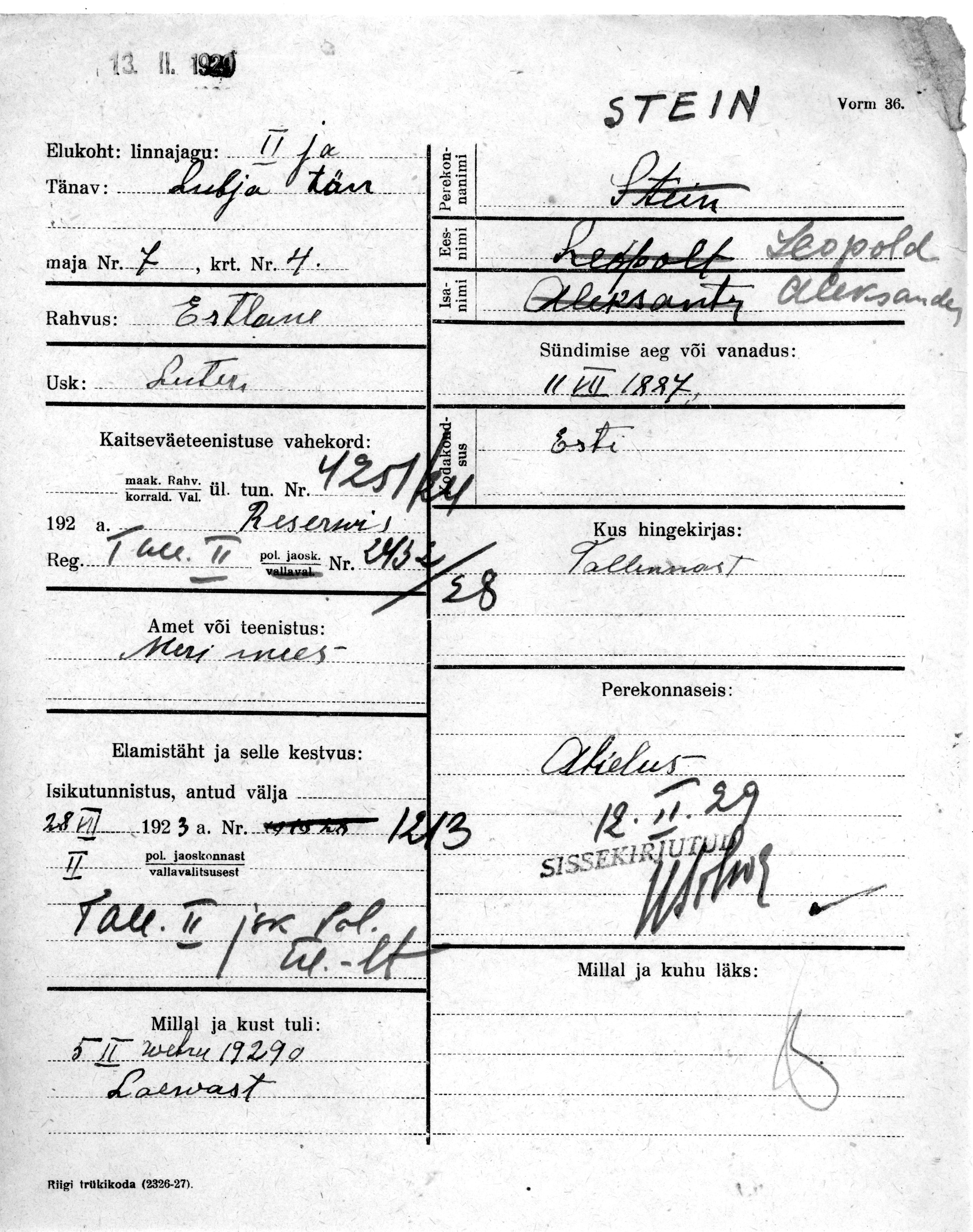 Stein, Leopold, Aleksander