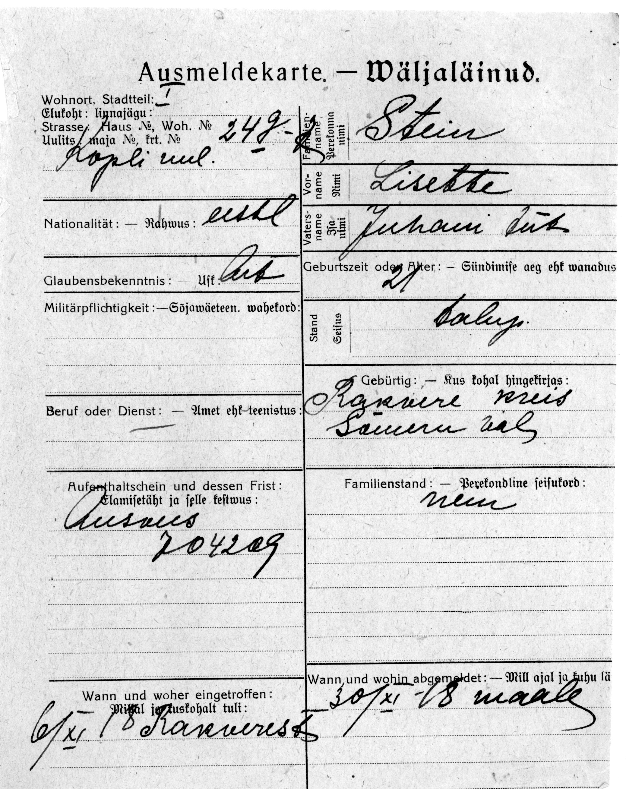 Stein, Lisette, Juhan