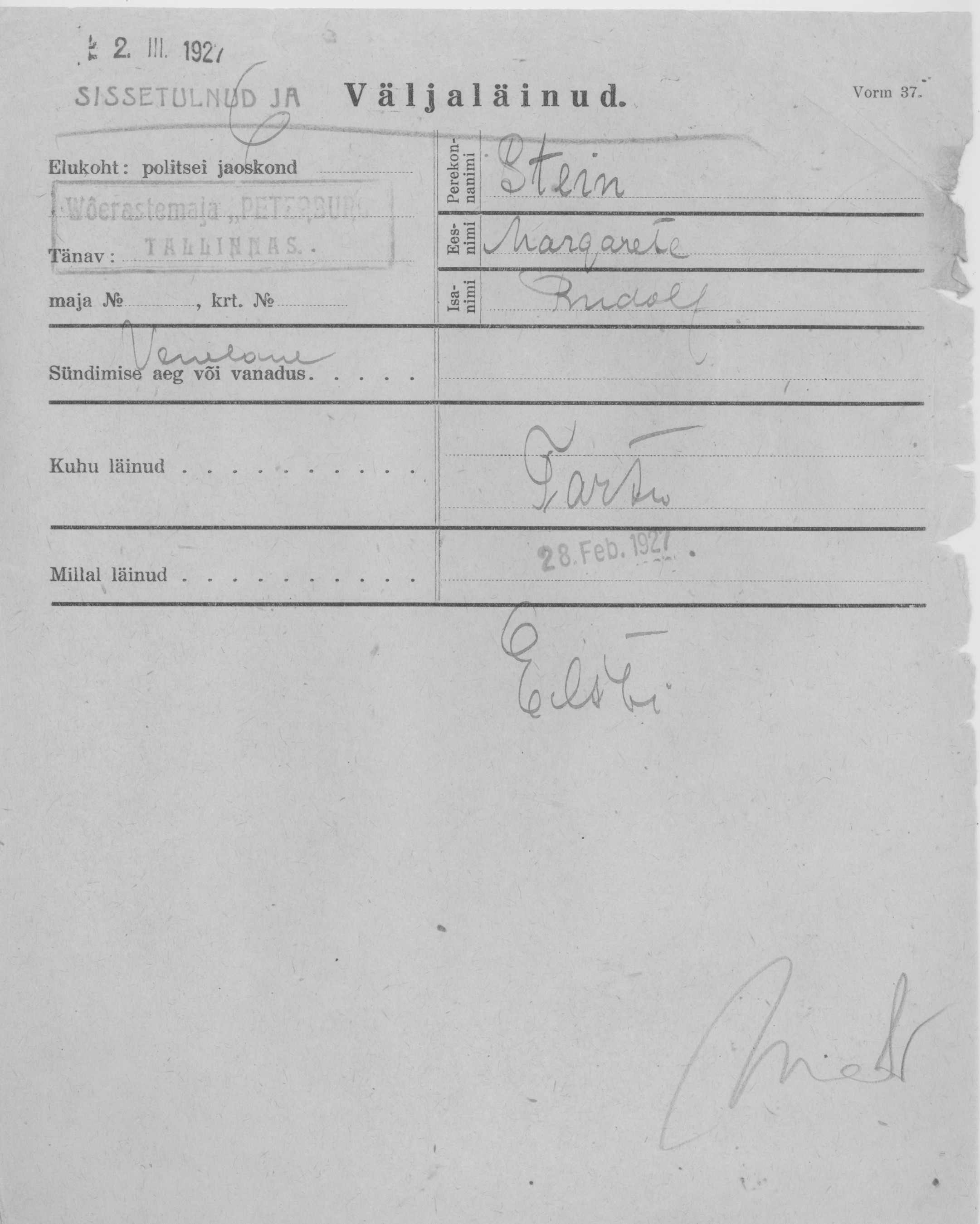 Stein, Margarete, Rudolf