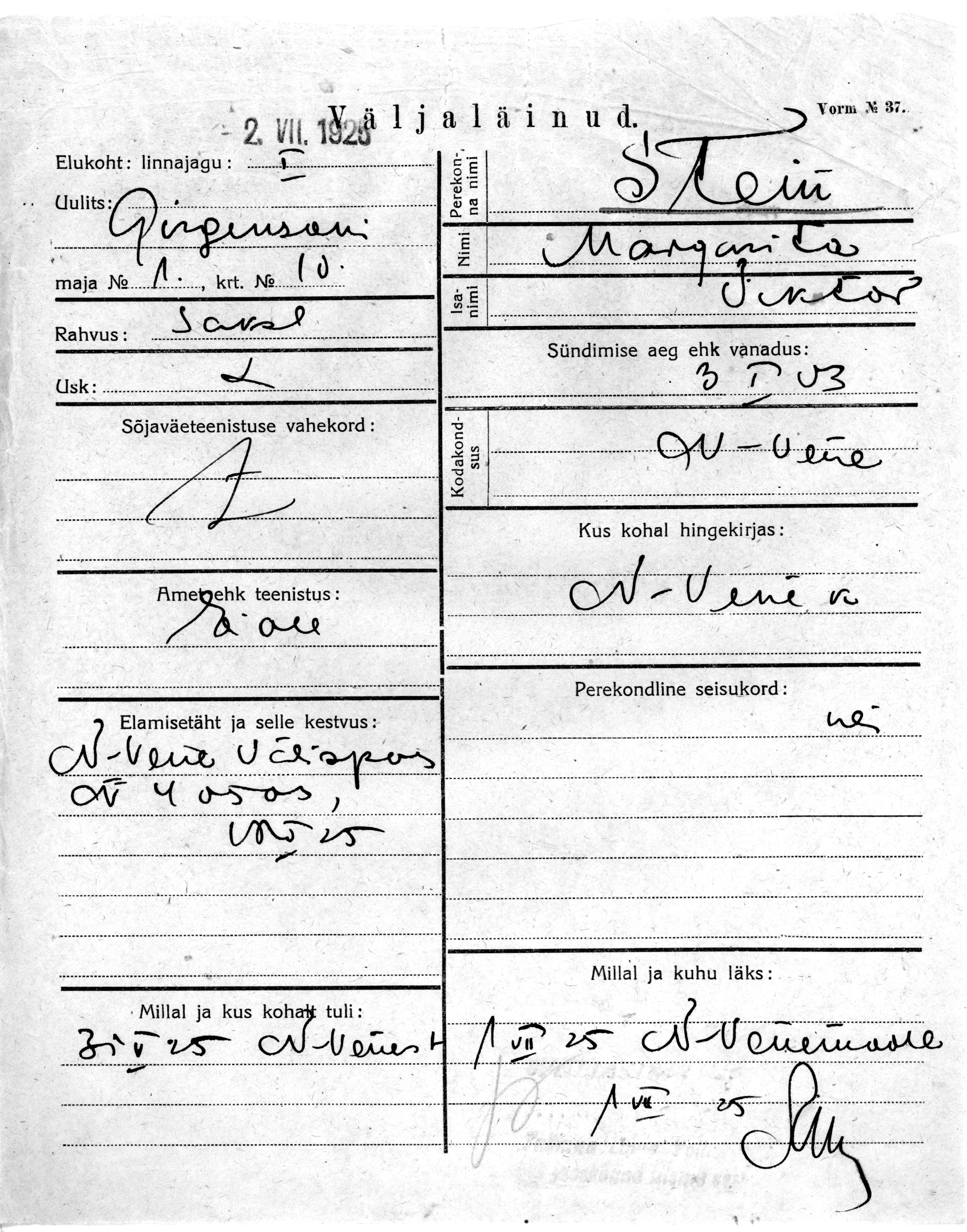 Stein, Margarita, Wiktor