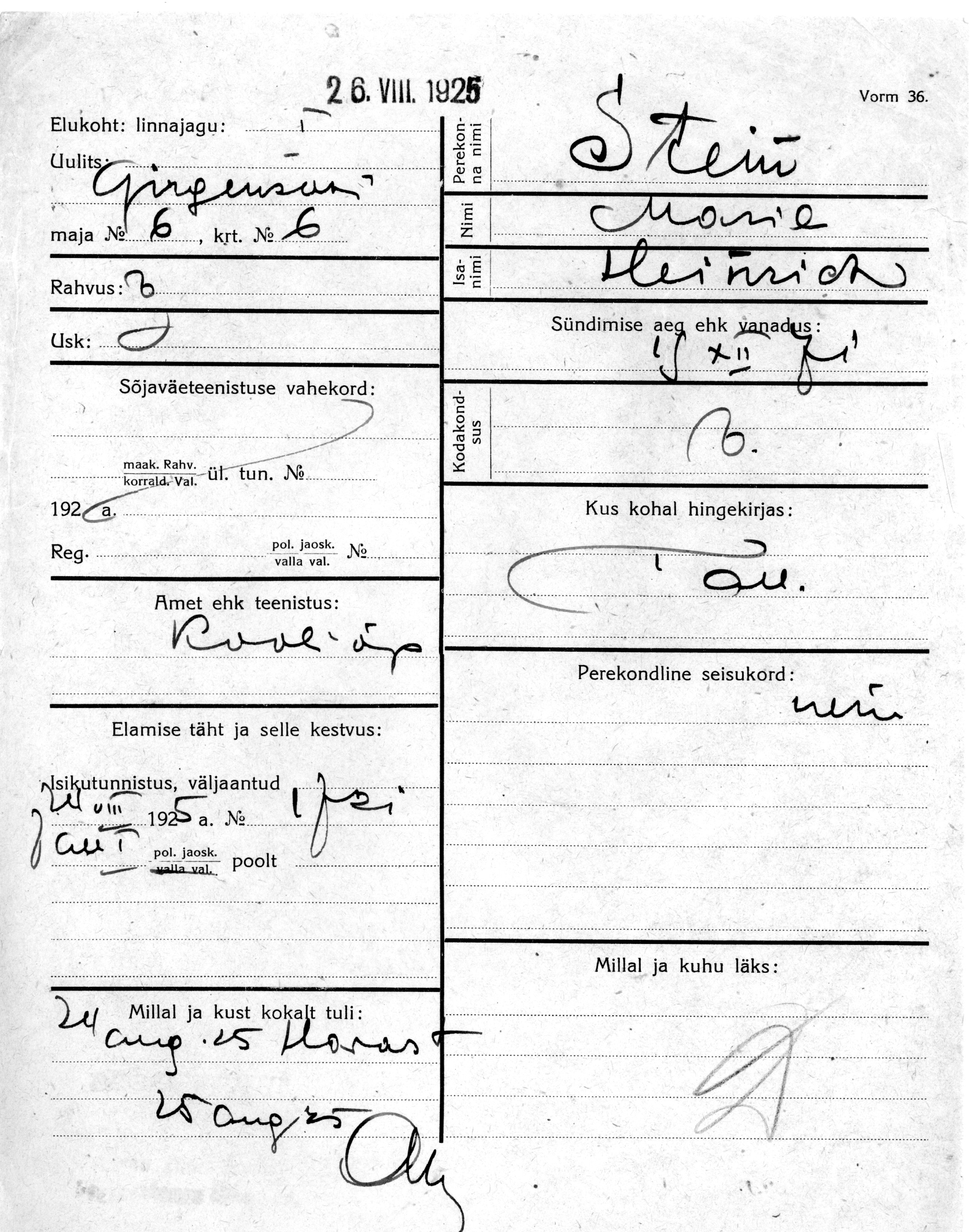 Stein, Marie, Heinrich