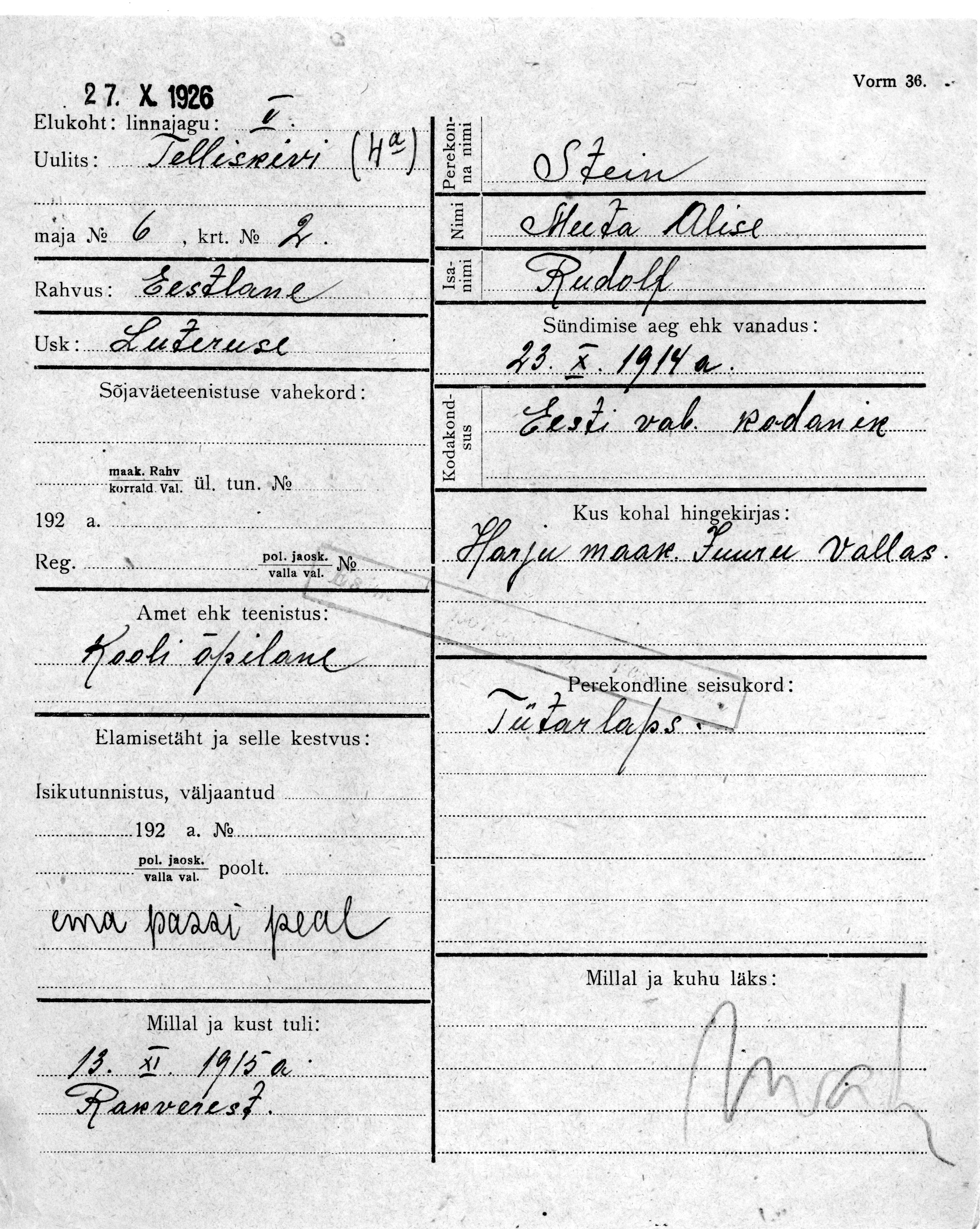 Stein, Meeta-Alise, Rudolf