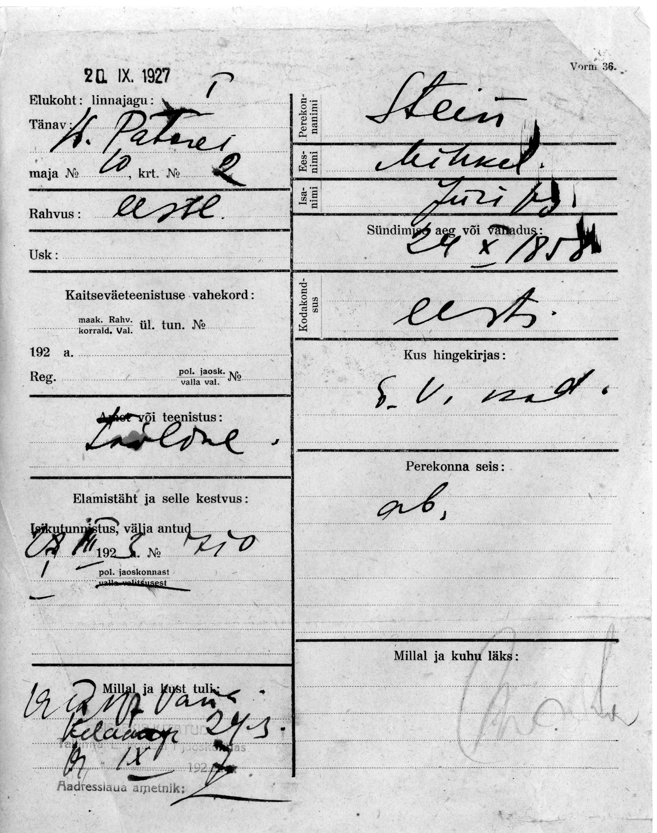 Stein, Mihkel, Jüri