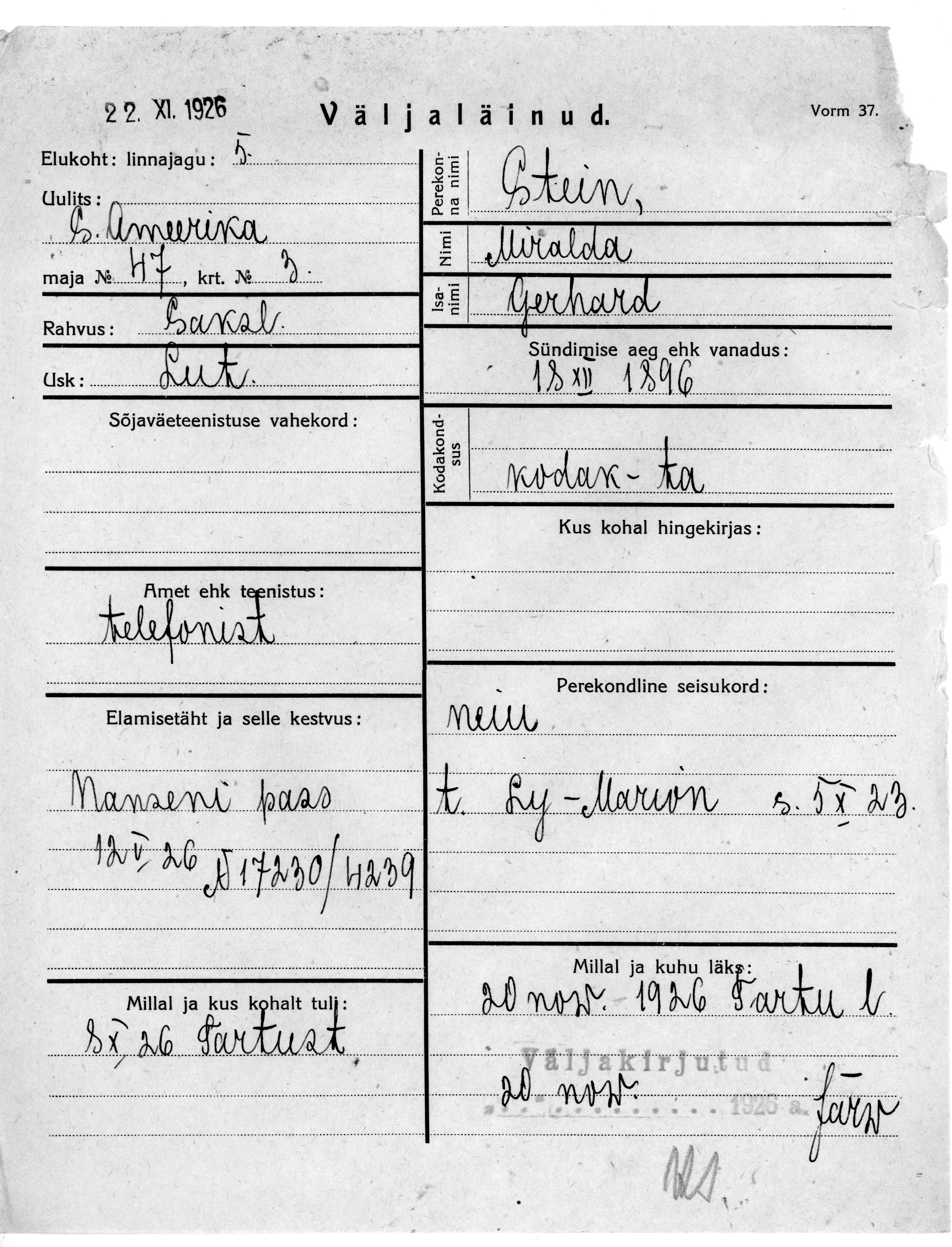 Stein, Miralda, Gerhard