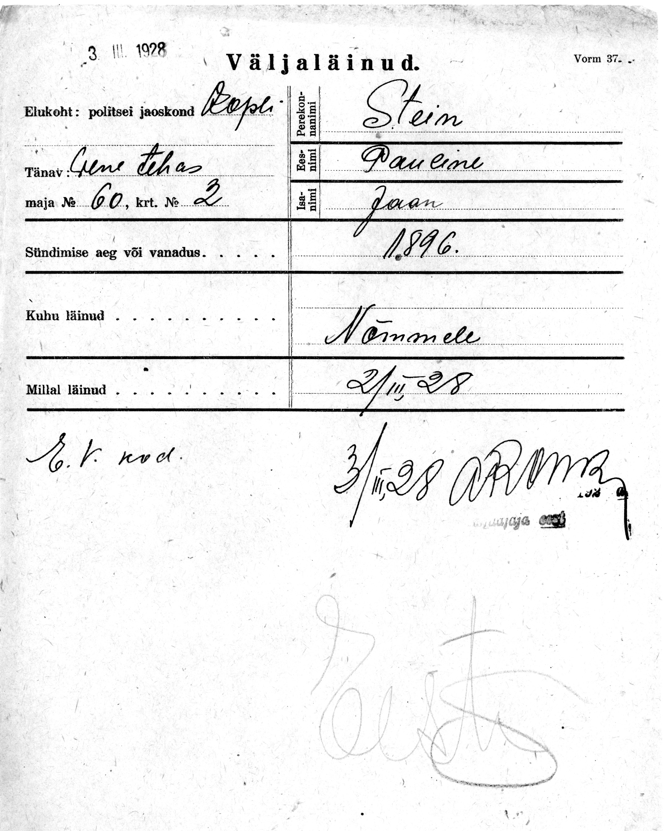 Stein, Pauline, Jaan