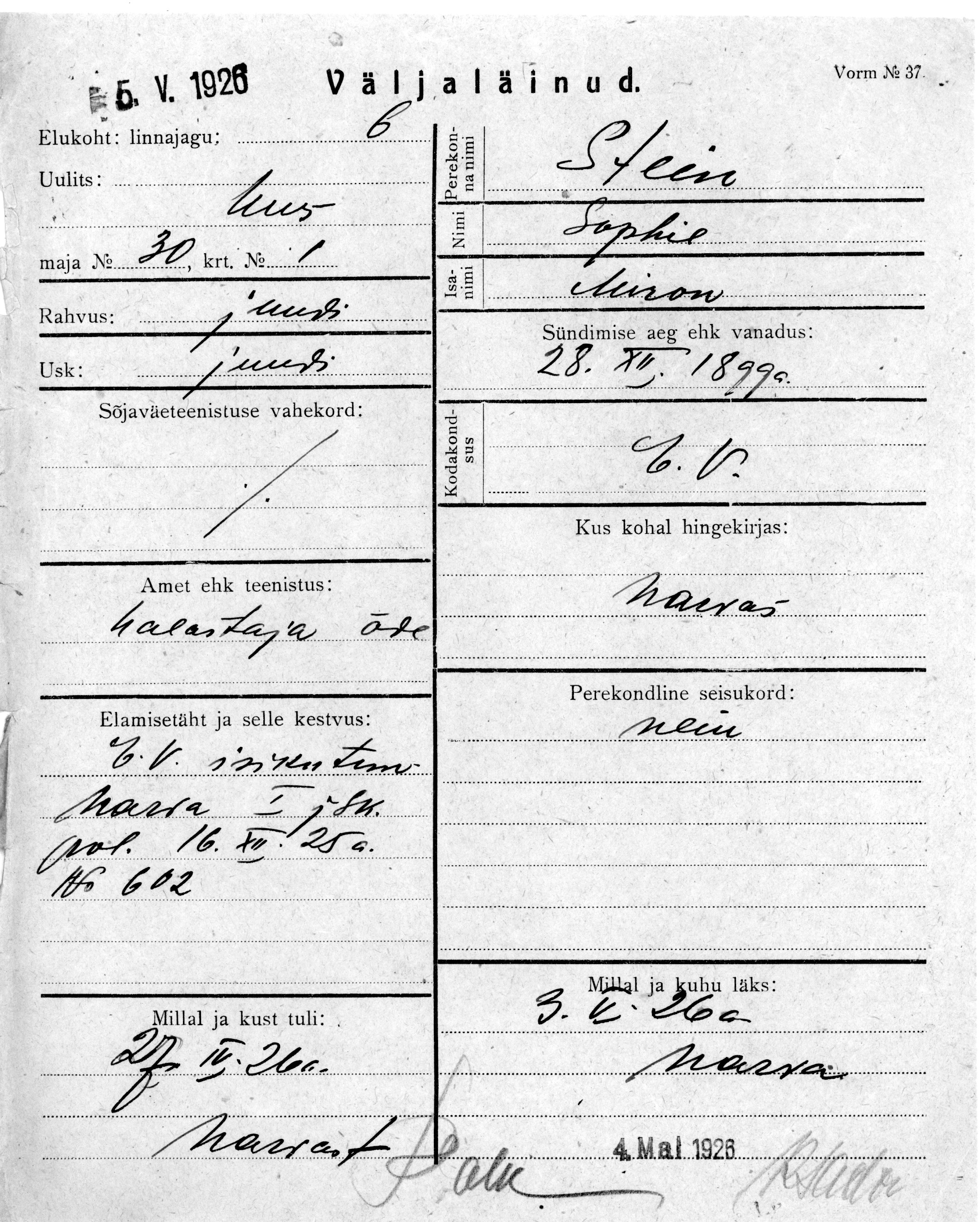 Stein, Sophie, Miron