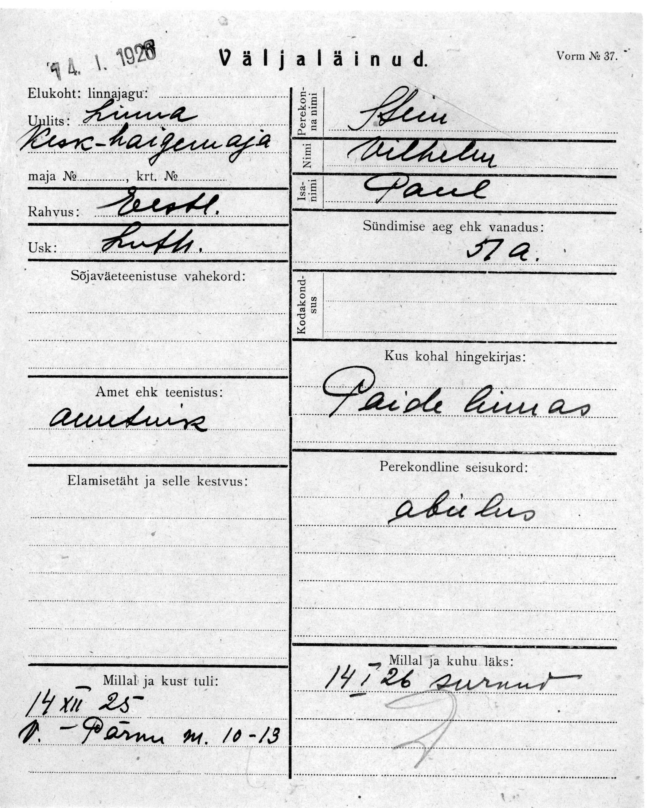 Stein, Vilhelm, Paul