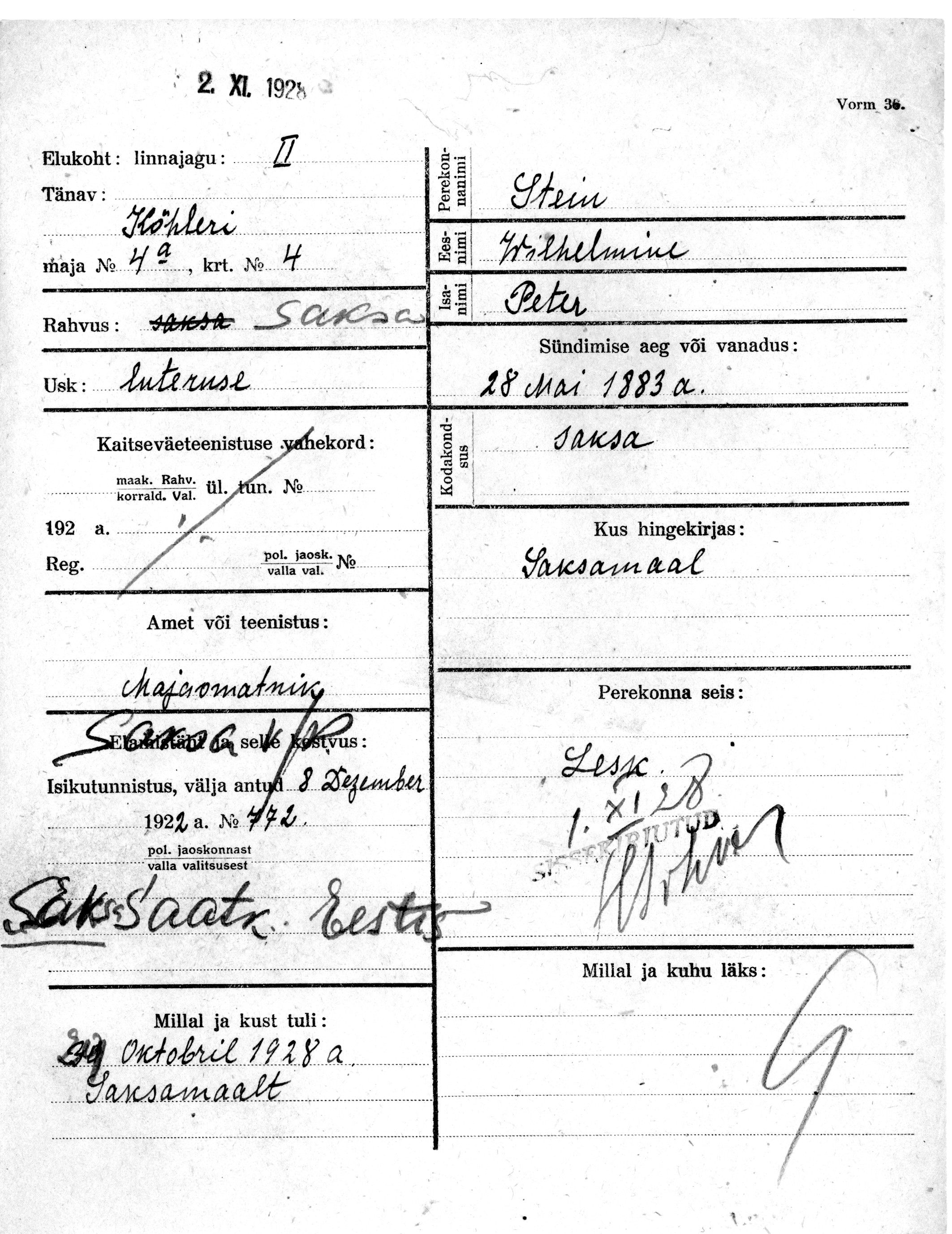 Stein, Wilhelmine, Peter