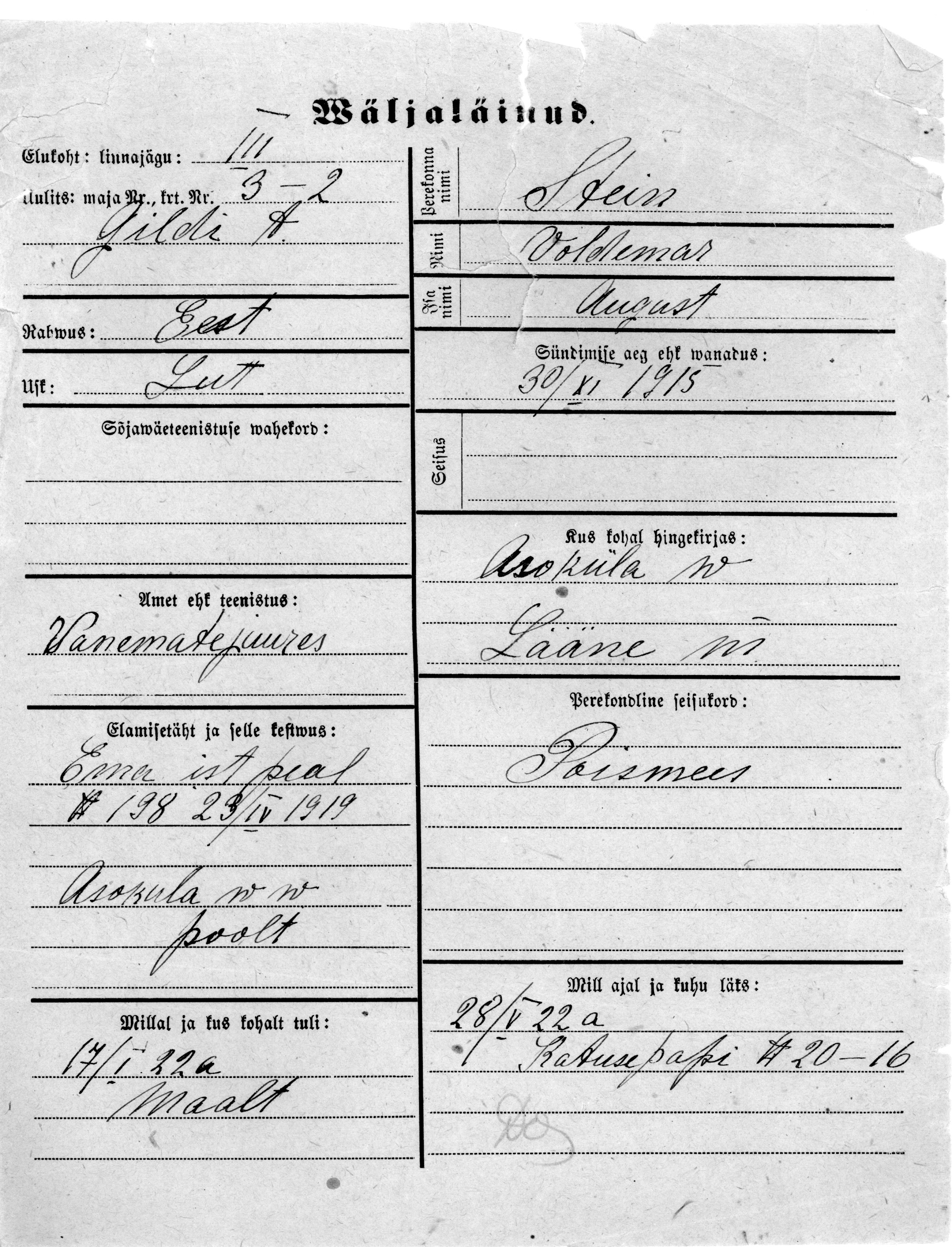 Stein, Woldemar, August