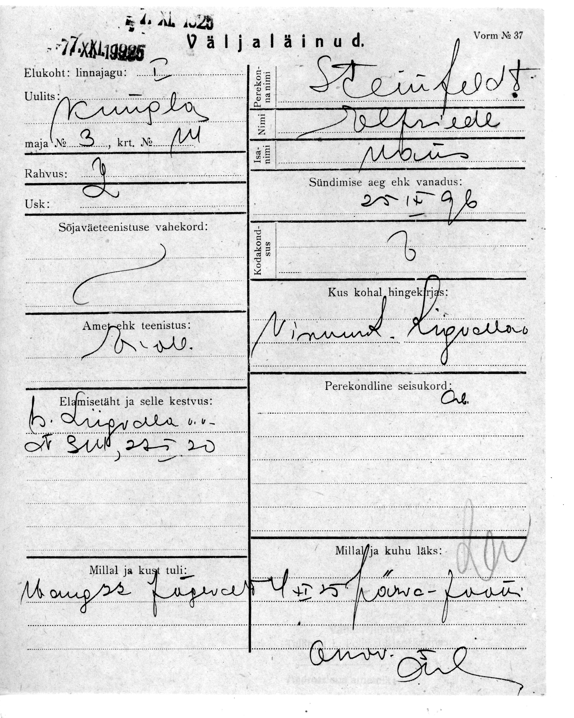 Steinfeldt, Elfriede, Hans