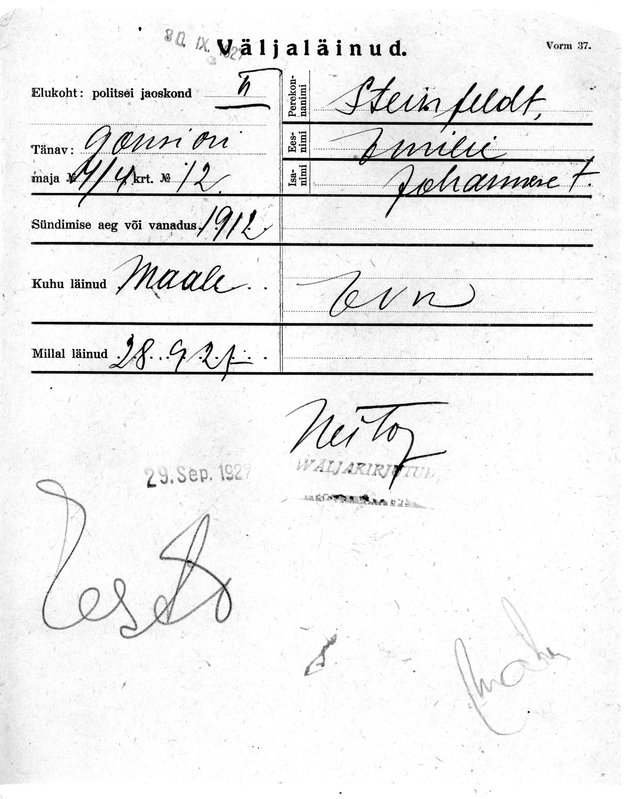 Steinfeldt, Emilie, Johannes