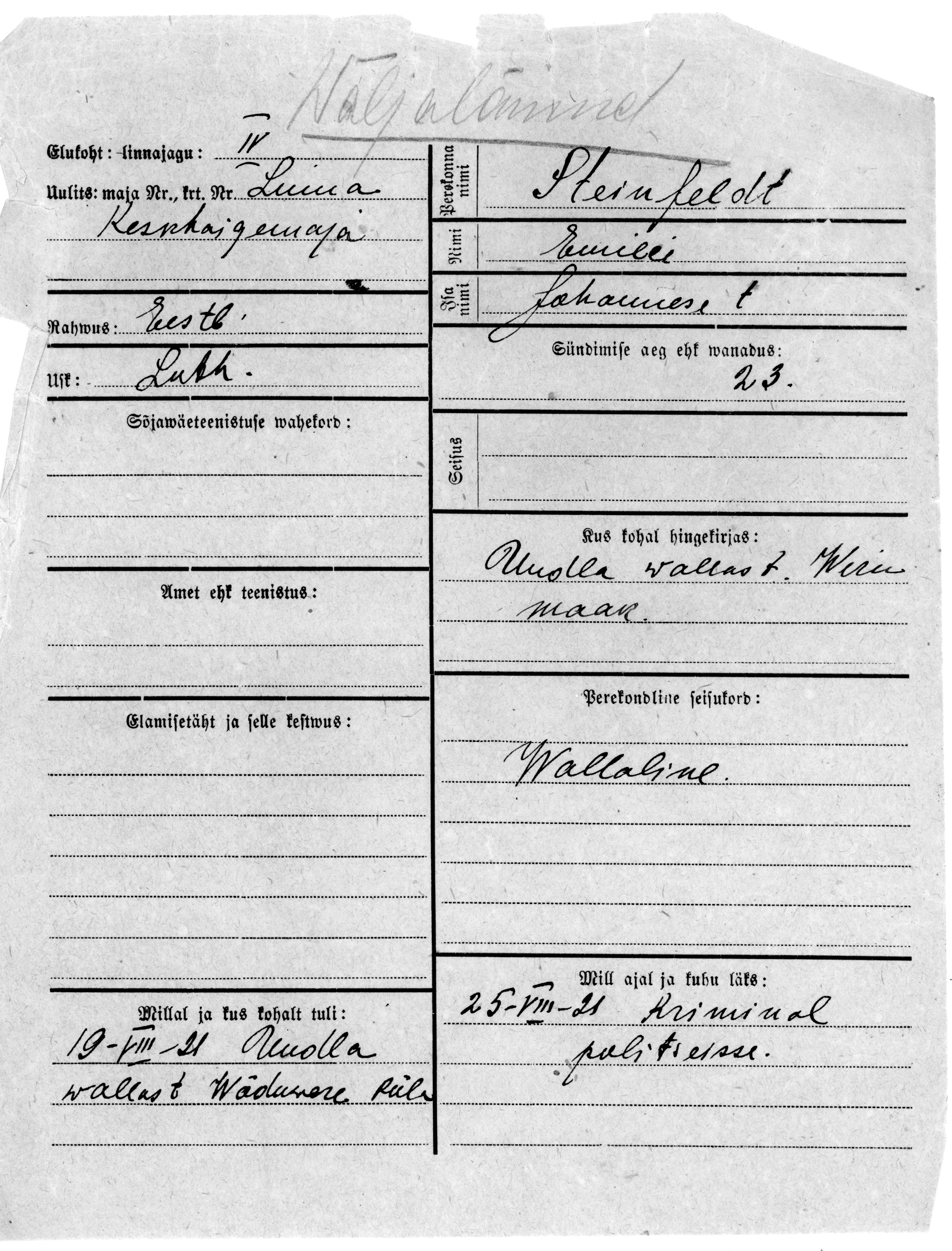 Steinfeldt, Emilie, Johannes