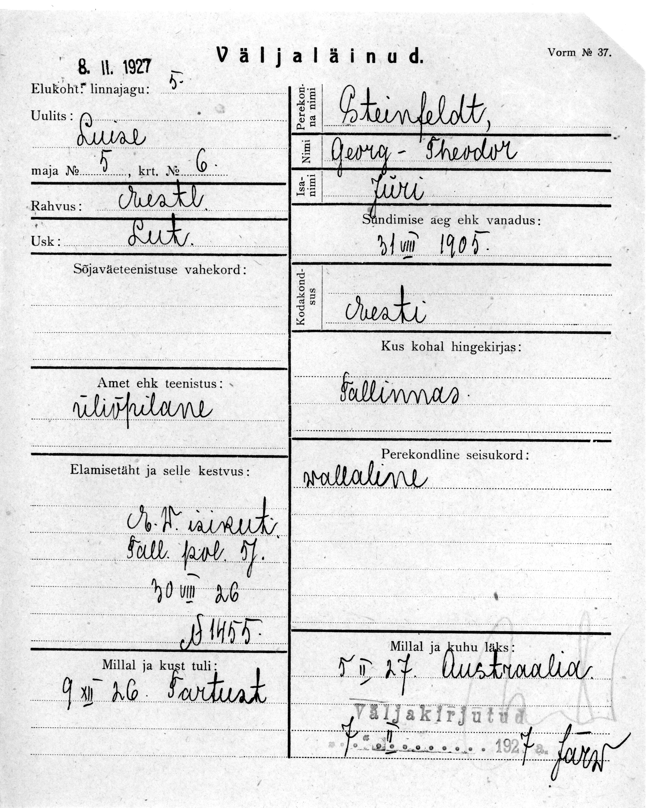 Steinfeldt, Georg-Theodor, Jüri