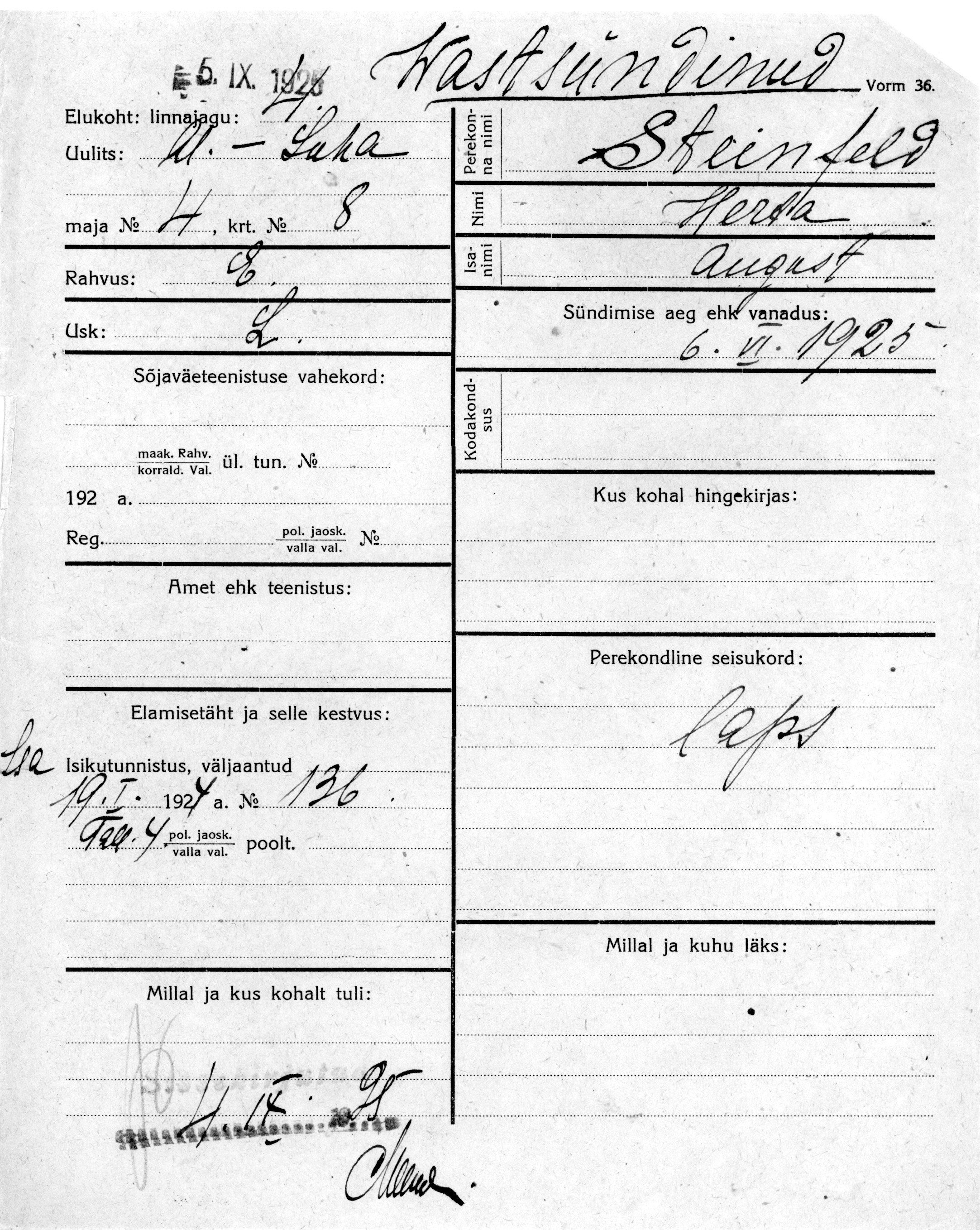 Steinfeldt, Herta, August