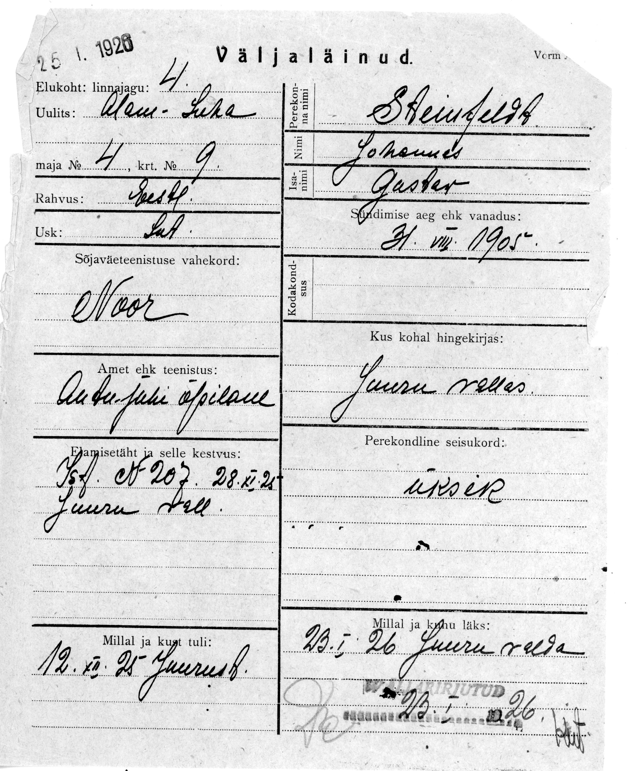 Steinfeldt, Johannes, Gustav