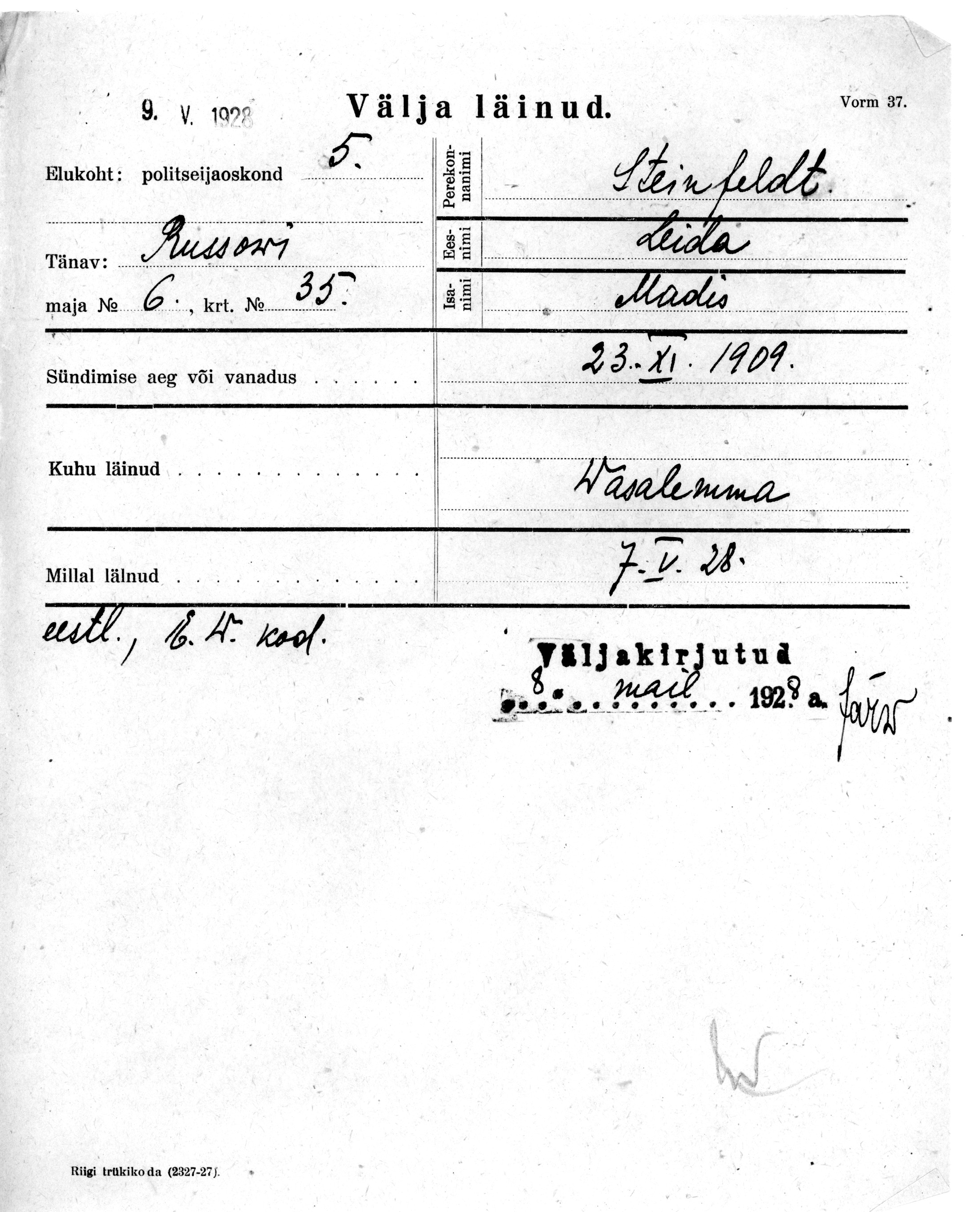 Steinfeldt, Leida, Madis