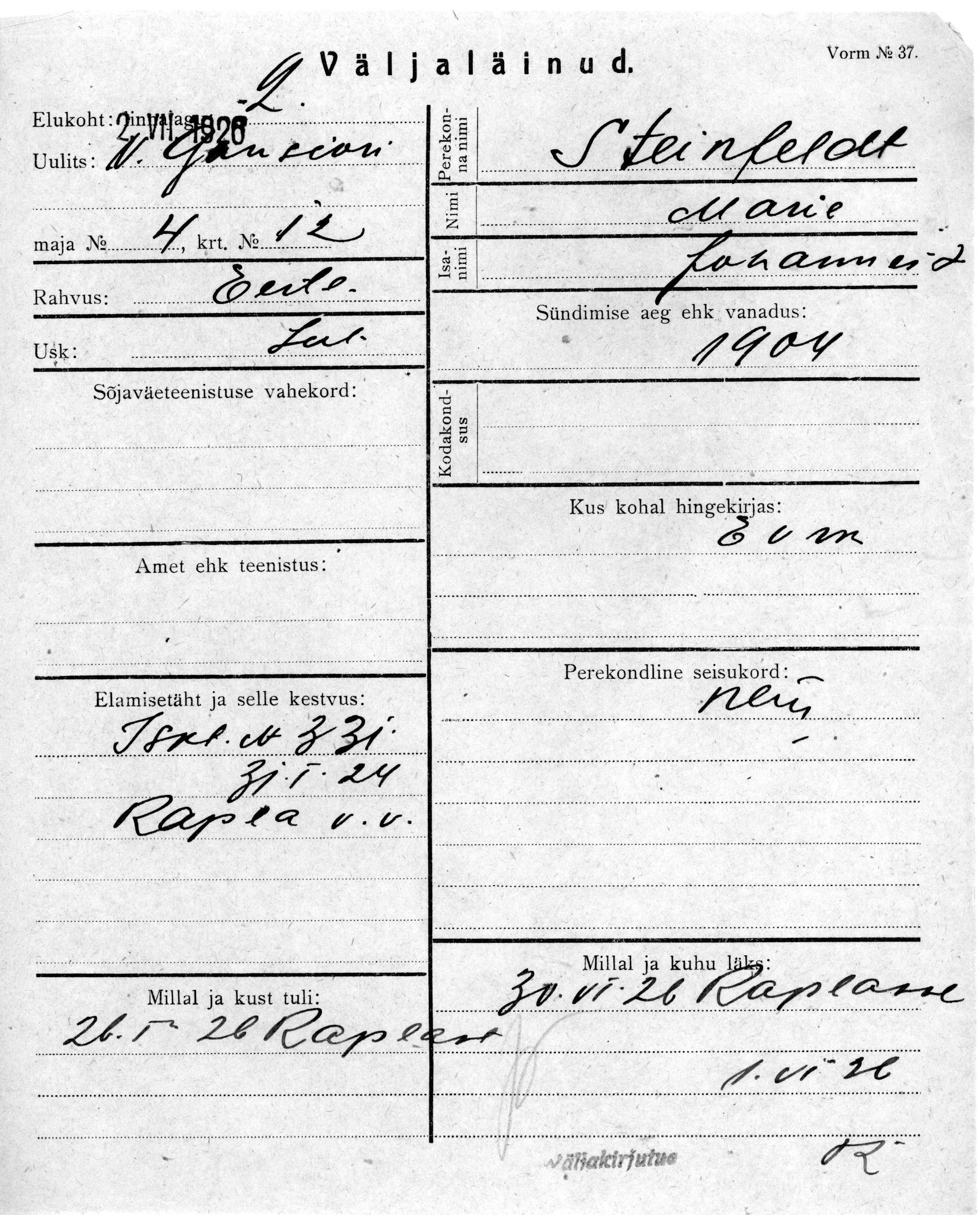 Steinfeldt, Marie, Johannes